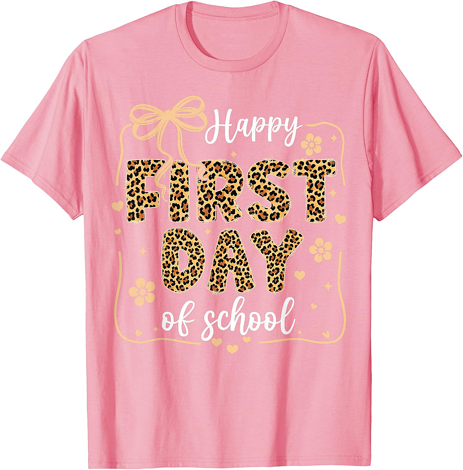Cute Leopard Happy First Day of School T-Shirt