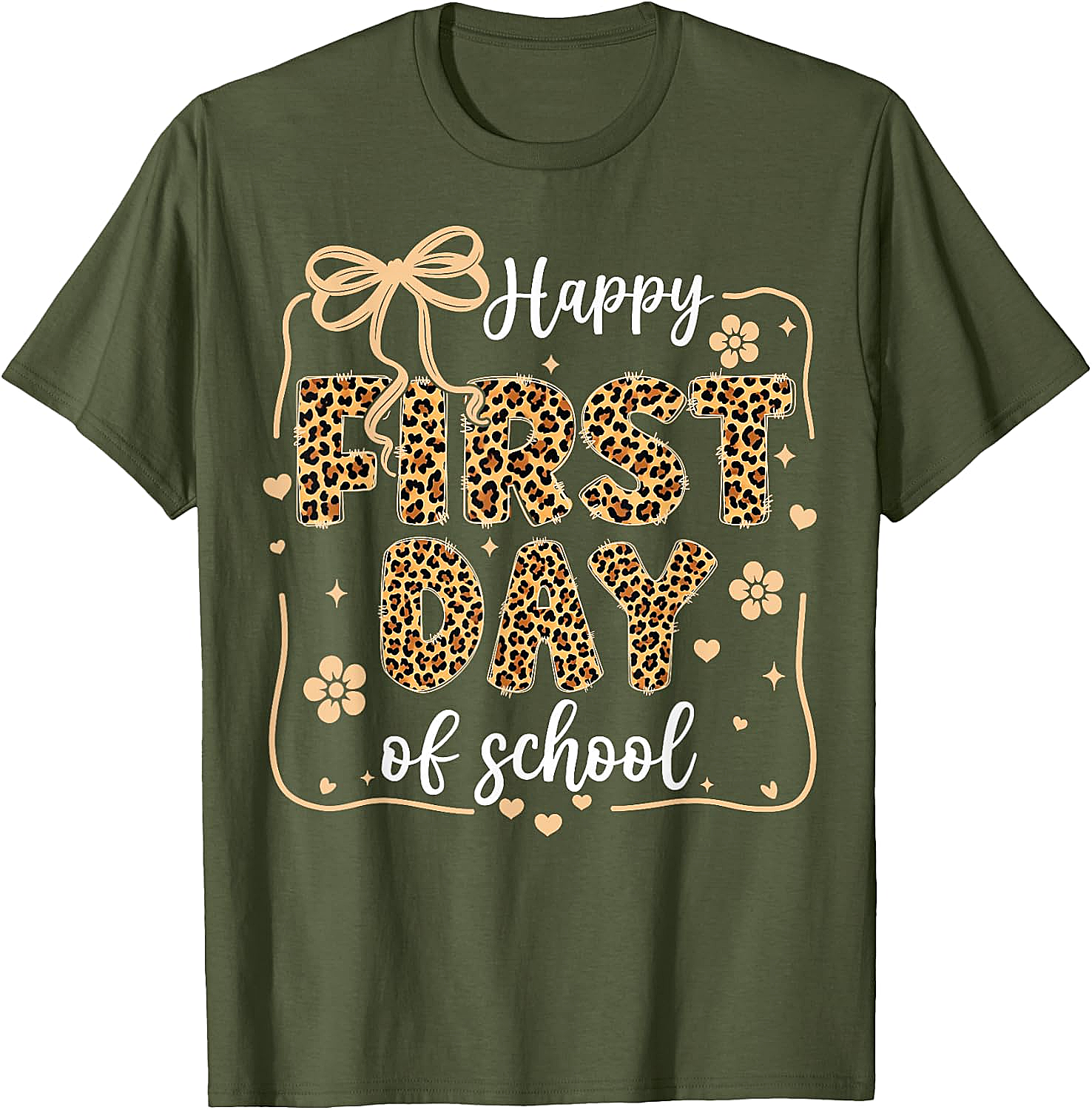 Cute Leopard Happy First Day of School T-Shirt