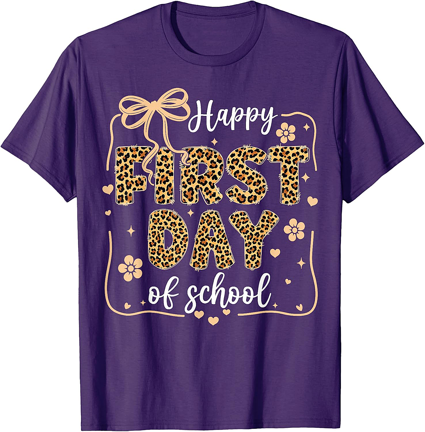 Cute Leopard Happy First Day of School T-Shirt