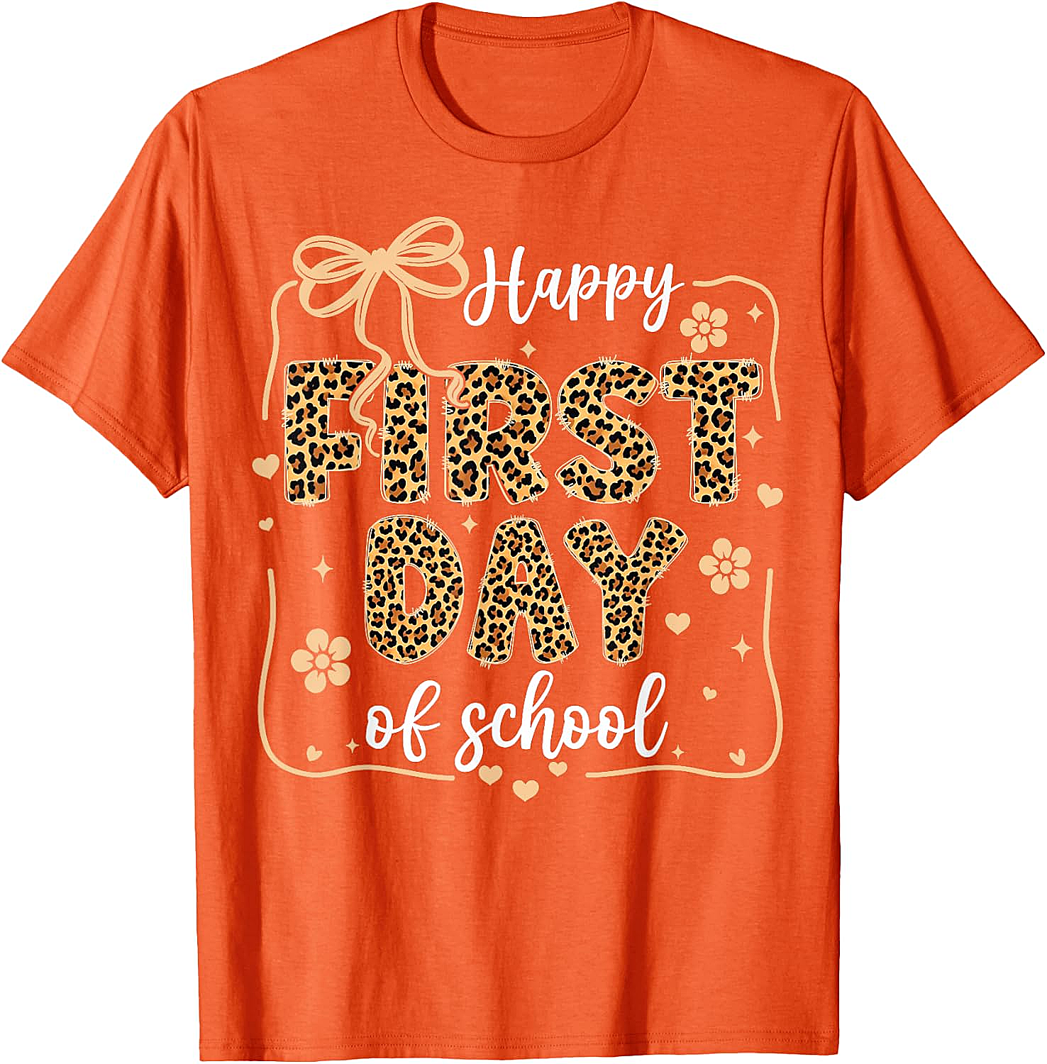 Cute Leopard Happy First Day of School T-Shirt