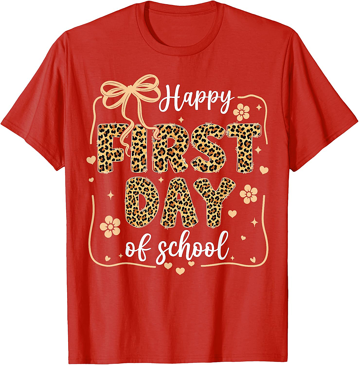 Cute Leopard Happy First Day of School T-Shirt