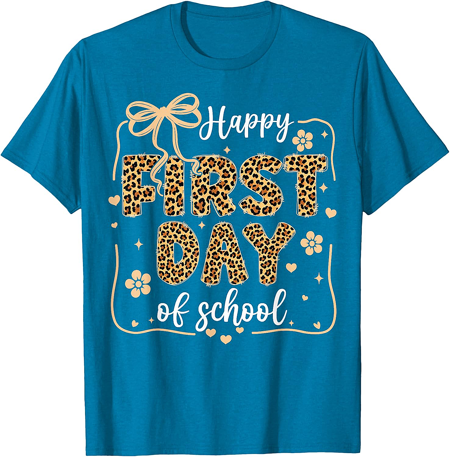 Cute Leopard Happy First Day of School T-Shirt