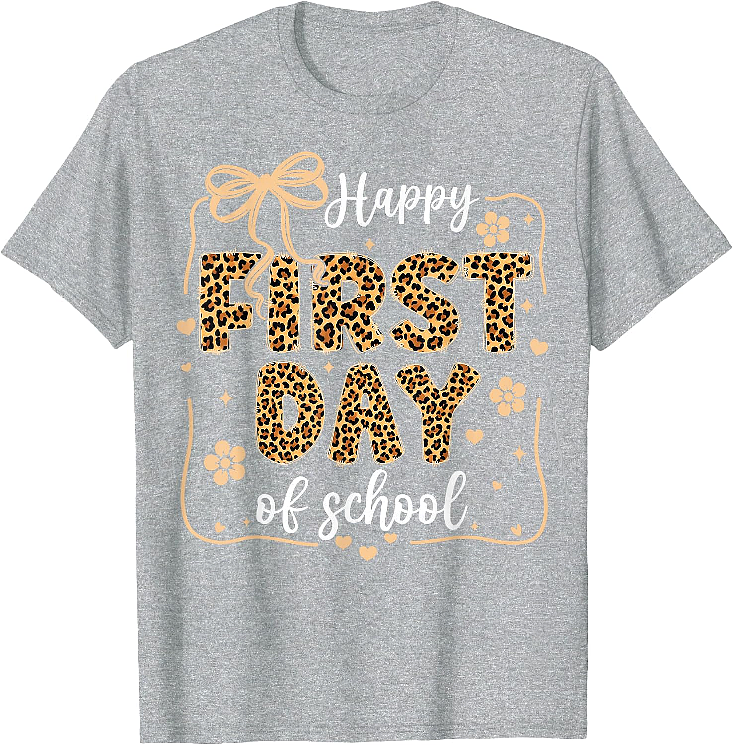 Cute Leopard Happy First Day of School T-Shirt