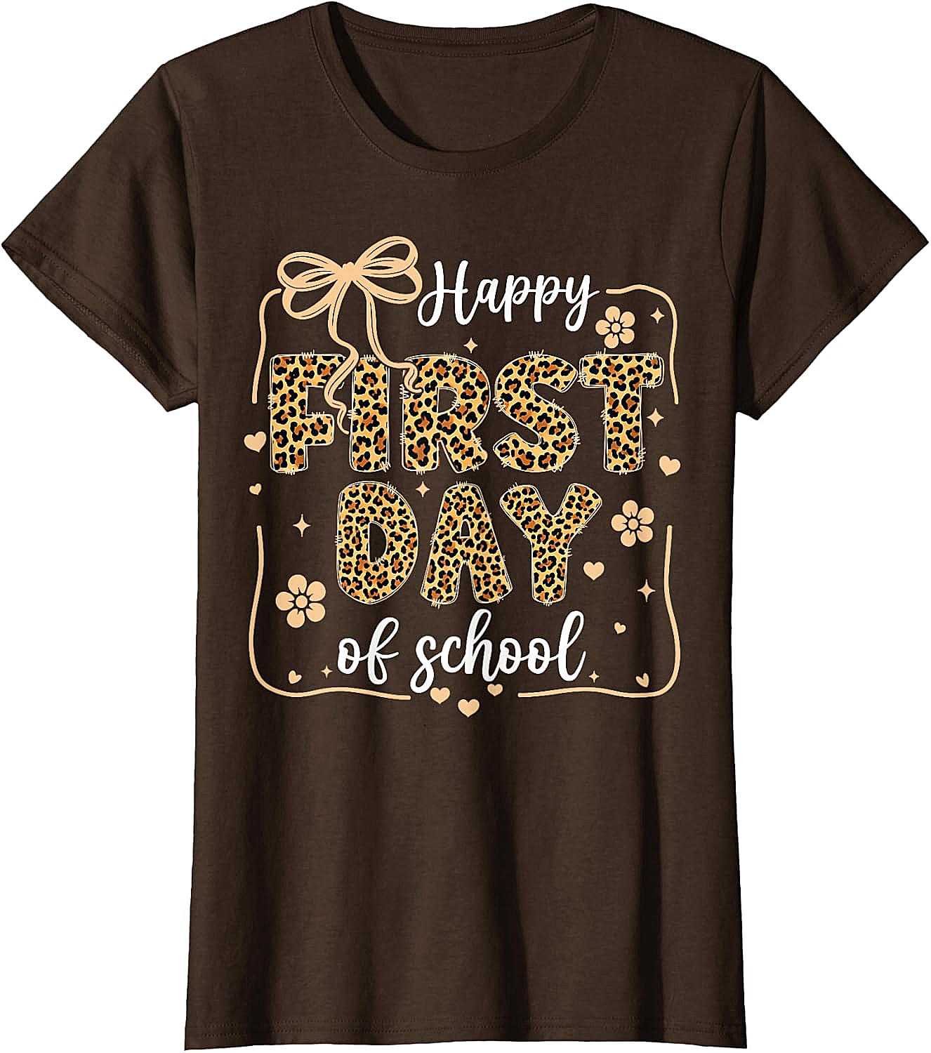 Cute Leopard Happy First Day of School T-Shirt
