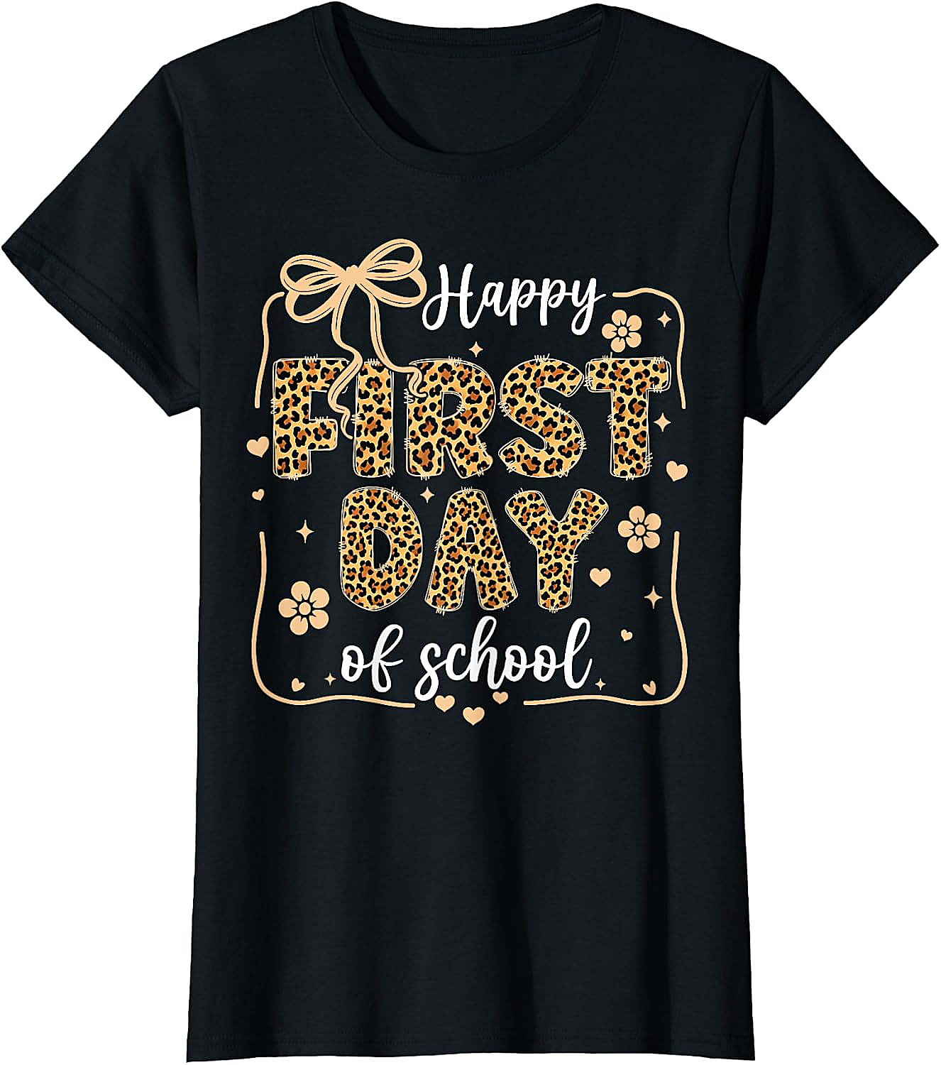 Cute Leopard Happy First Day of School T-Shirt