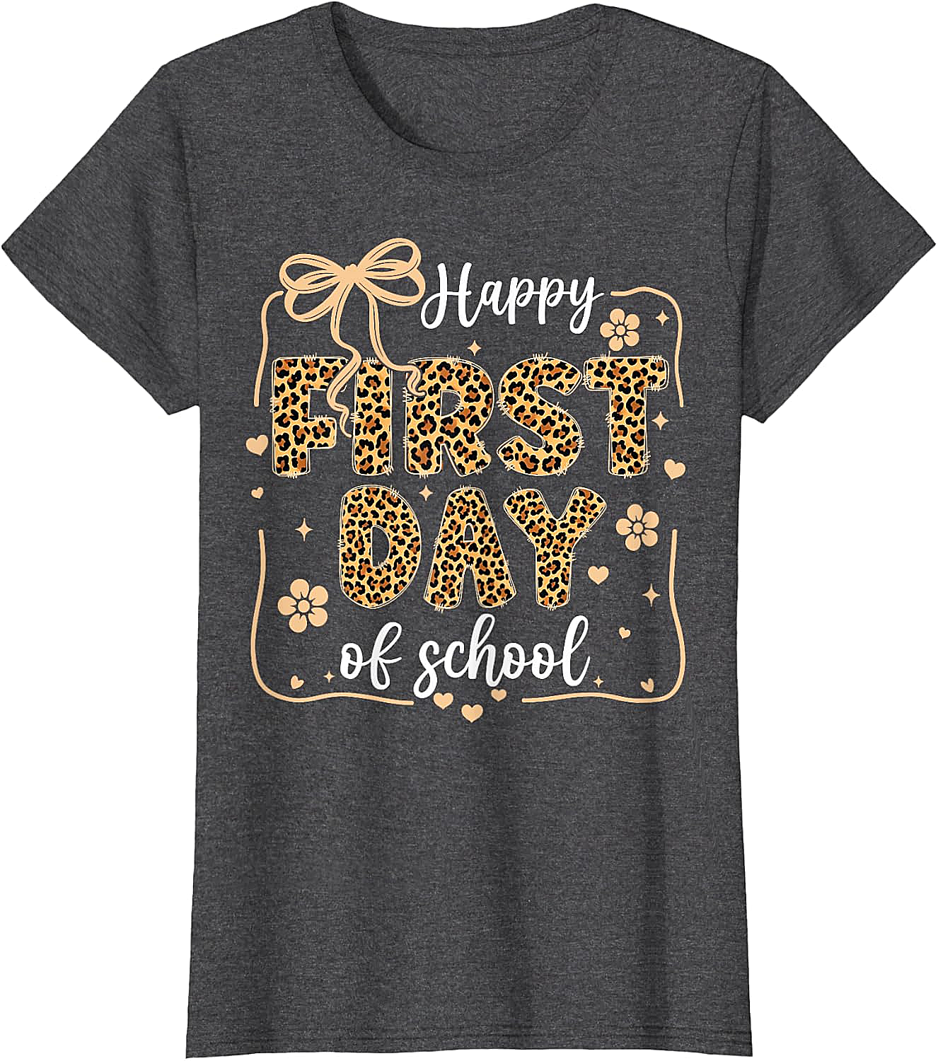 Cute Leopard Happy First Day of School T-Shirt