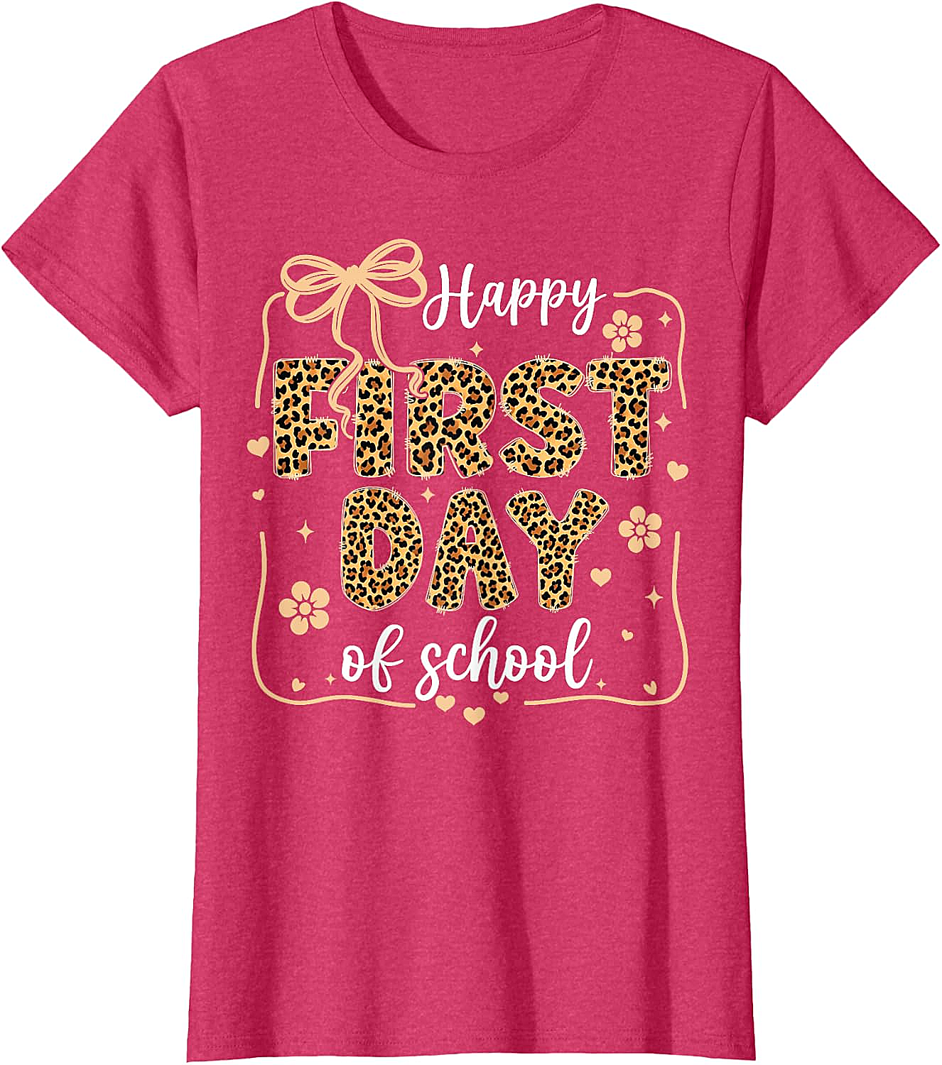 Cute Leopard Happy First Day of School T-Shirt