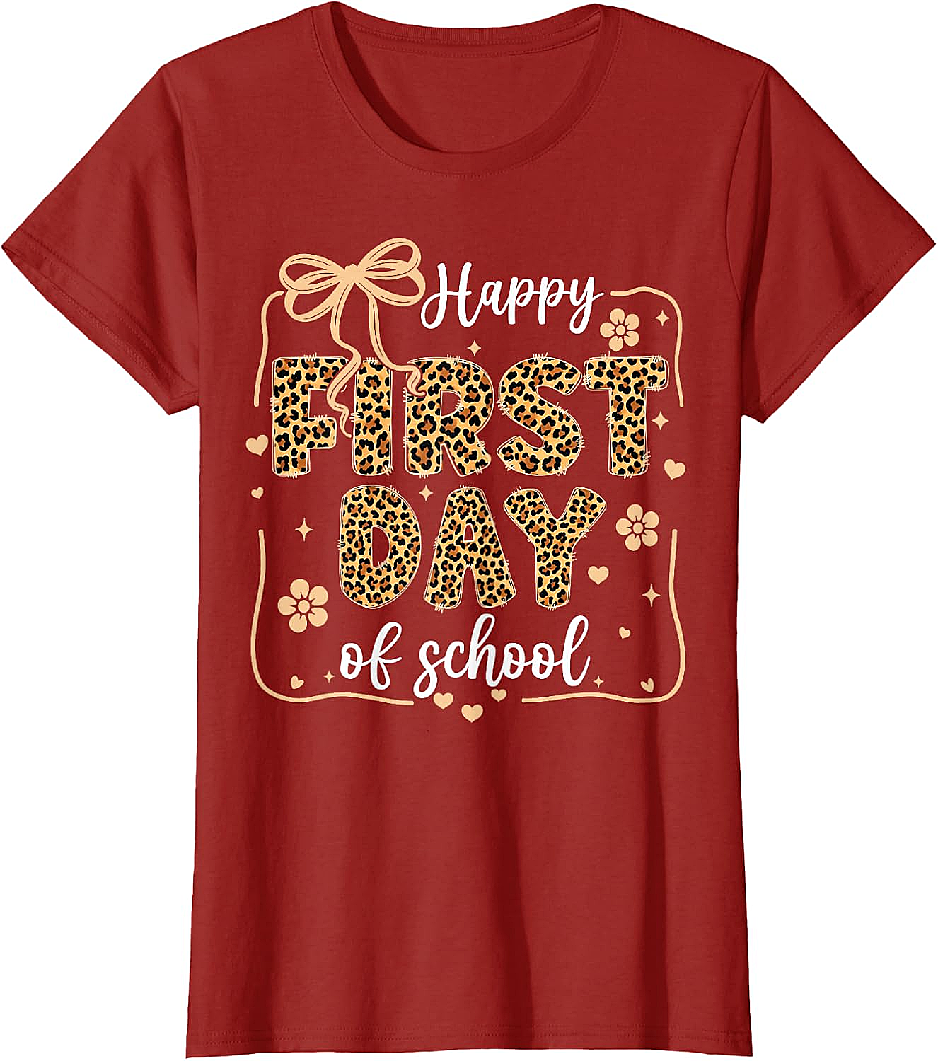 Cute Leopard Happy First Day of School T-Shirt