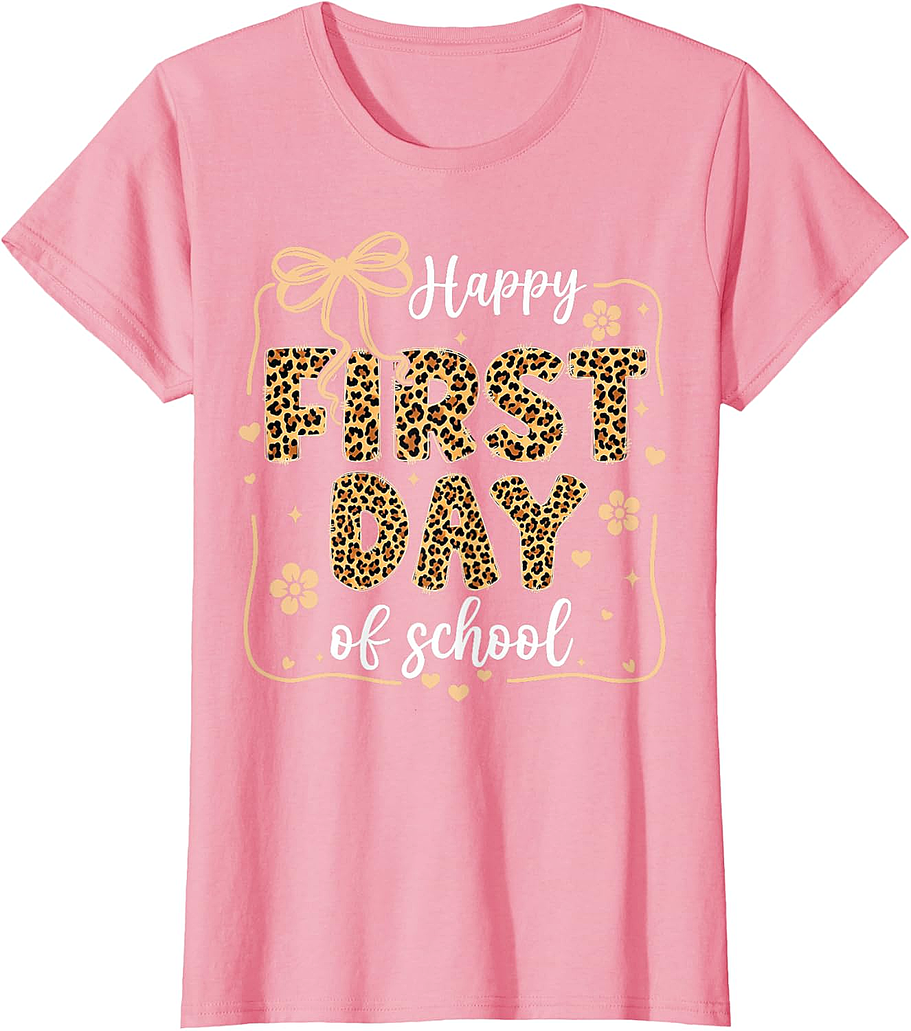 Cute Leopard Happy First Day of School T-Shirt