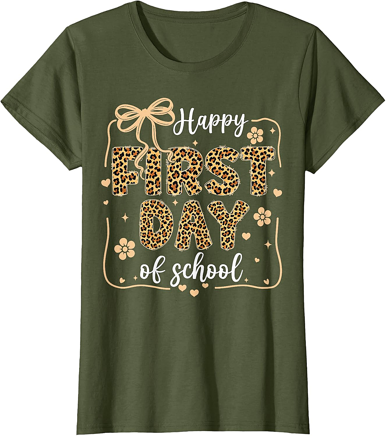 Cute Leopard Happy First Day of School T-Shirt