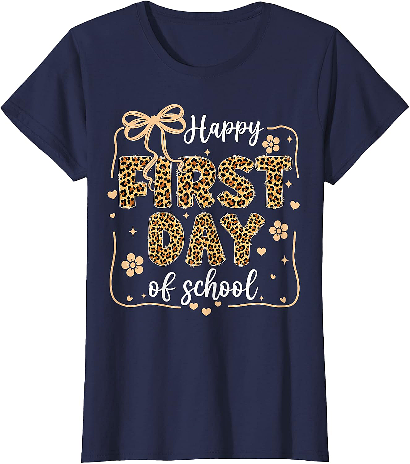 Cute Leopard Happy First Day of School T-Shirt