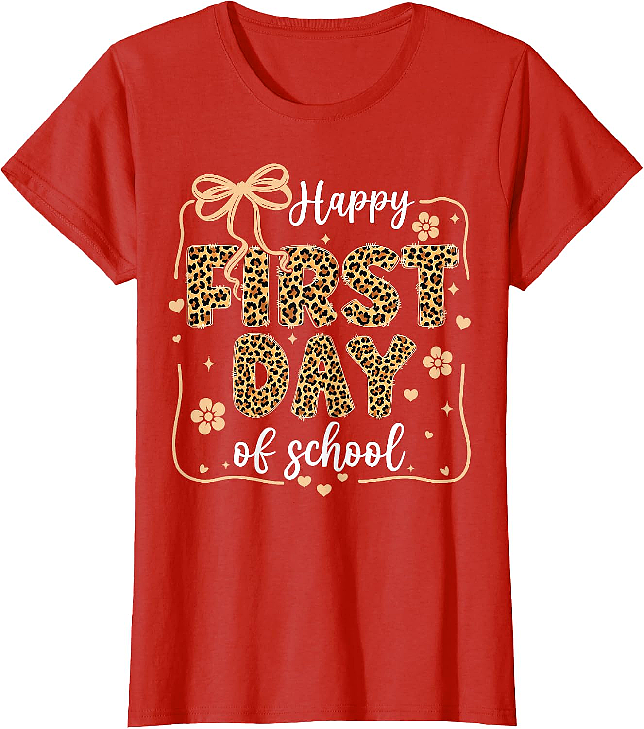 Cute Leopard Happy First Day of School T-Shirt