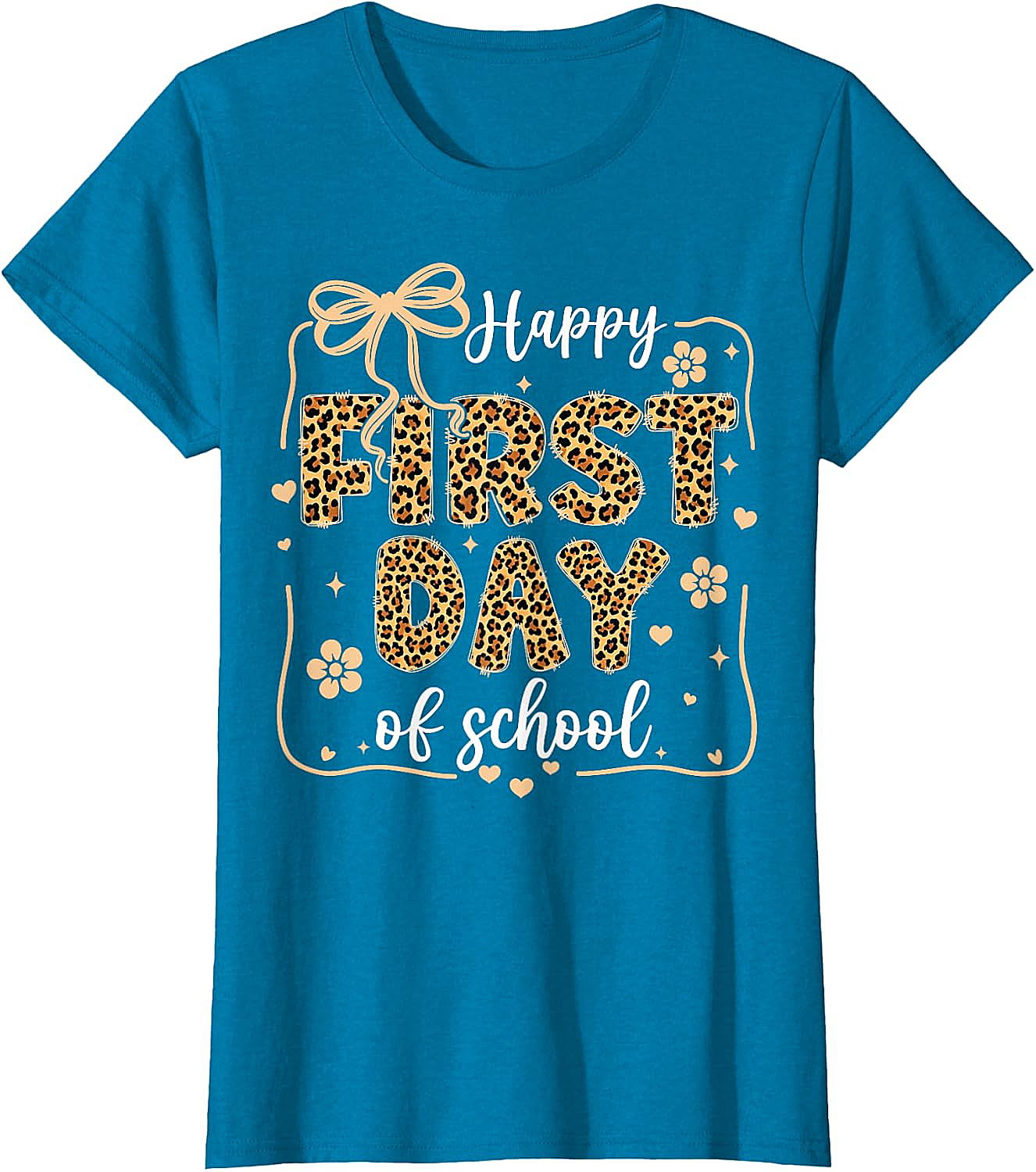 Cute Leopard Happy First Day of School T-Shirt