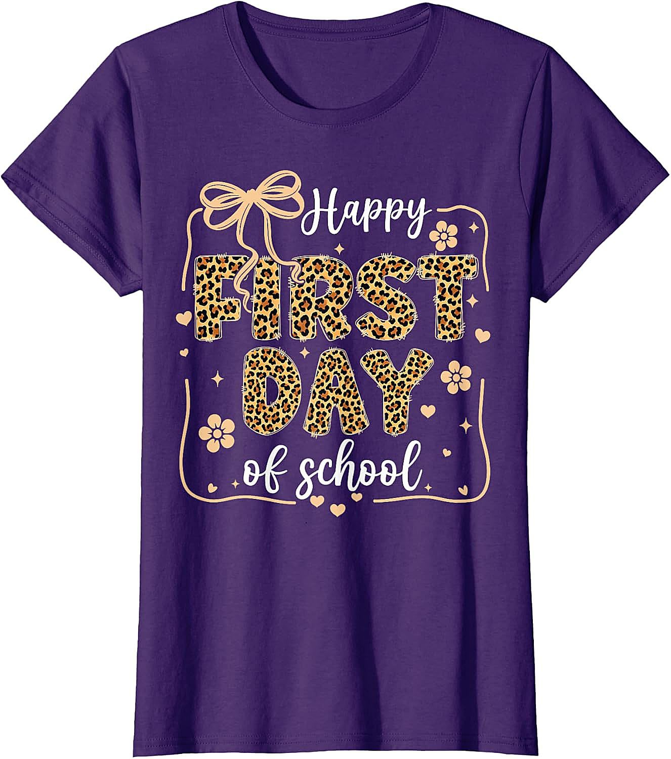 Cute Leopard Happy First Day of School T-Shirt