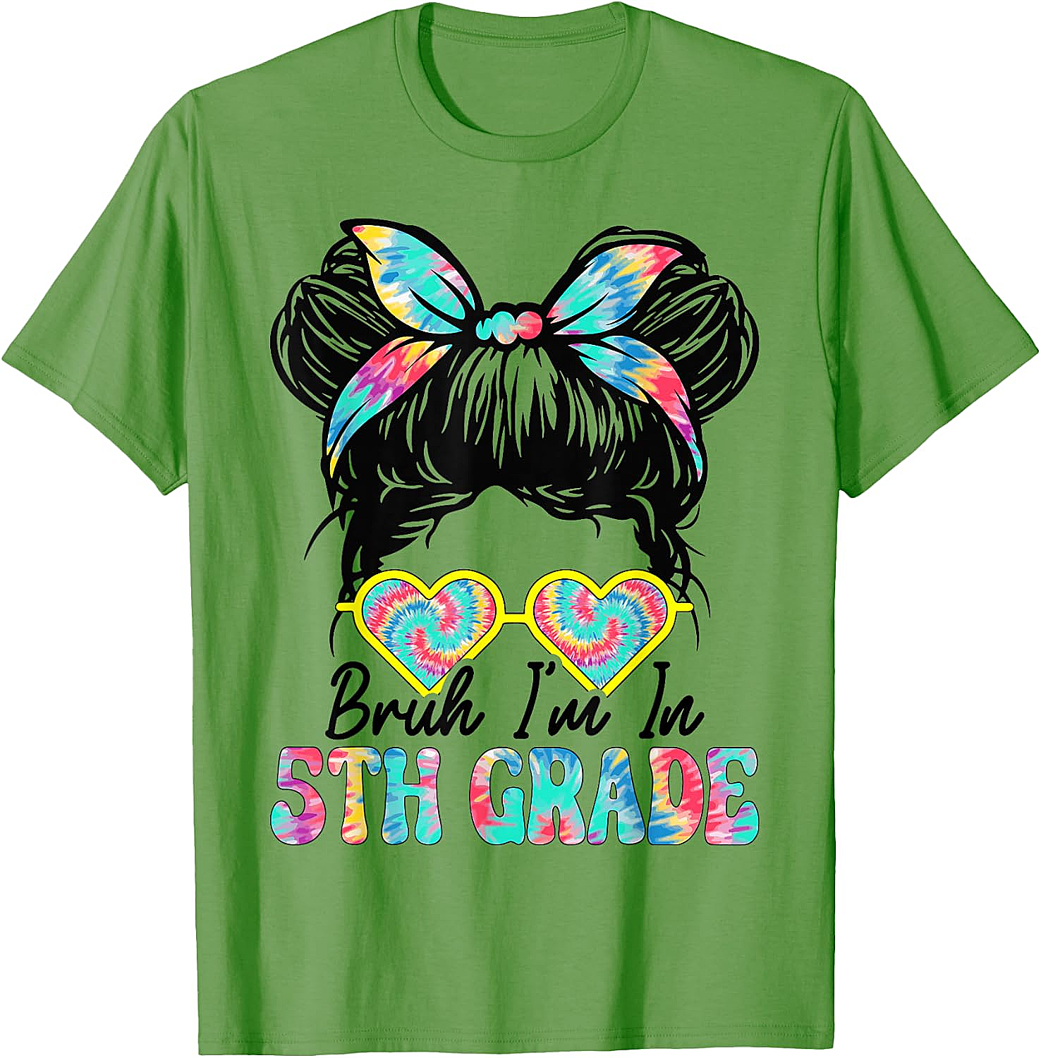  Bruh Im in 5th Grade Messy Bun T-Shirt Girls Back to School