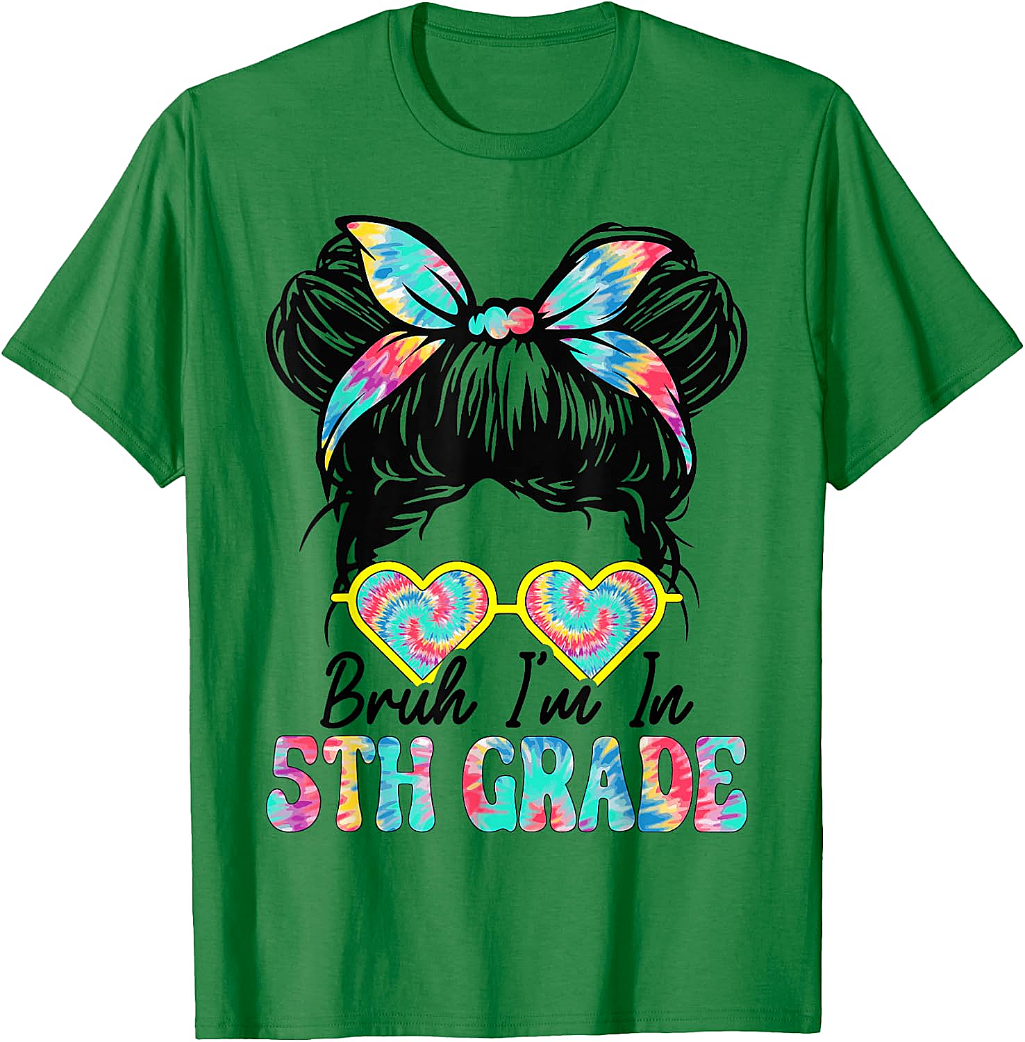  Bruh Im in 5th Grade Messy Bun T-Shirt Girls Back to School