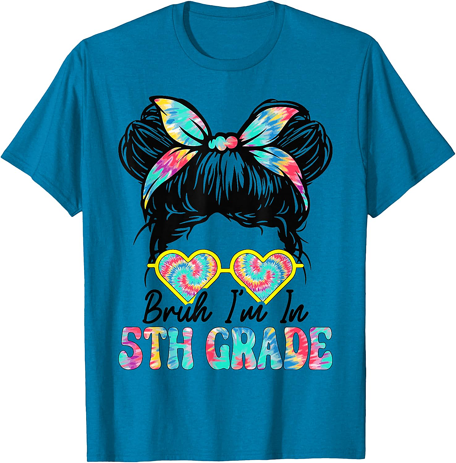  Bruh Im in 5th Grade Messy Bun T-Shirt Girls Back to School