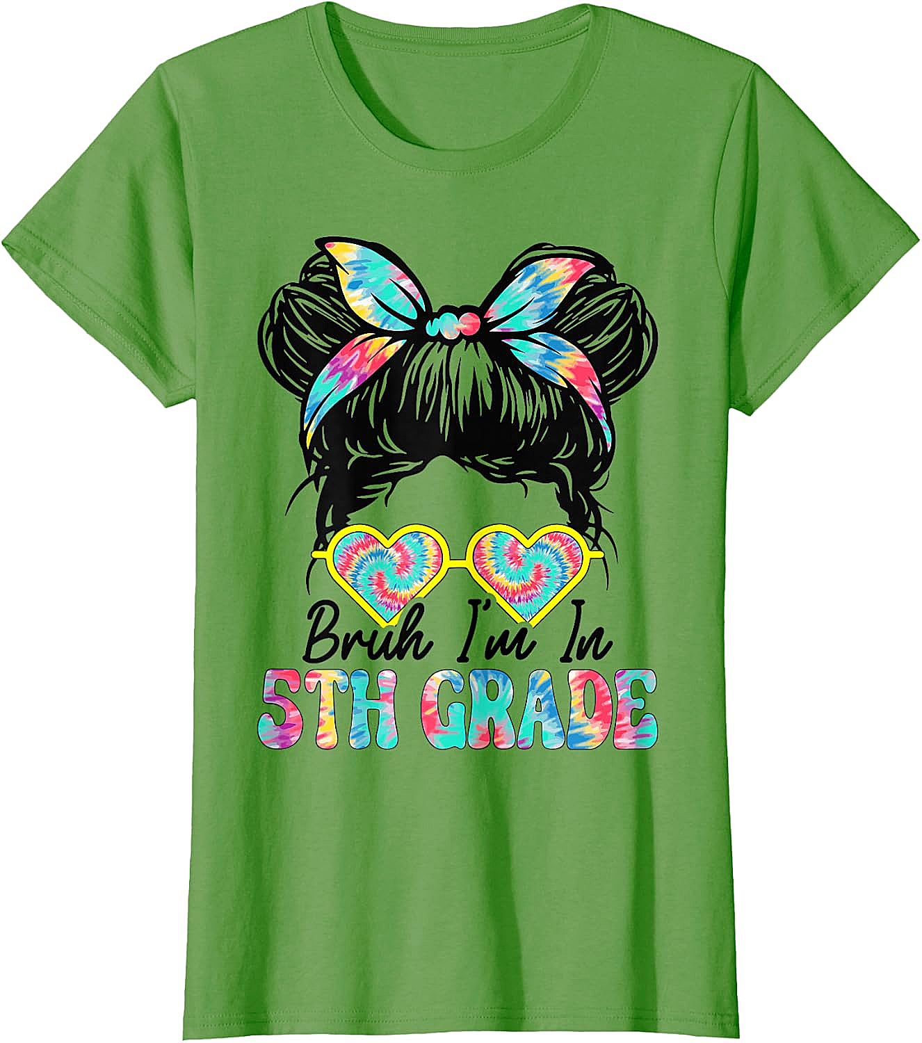  Bruh Im in 5th Grade Messy Bun T-Shirt Girls Back to School
