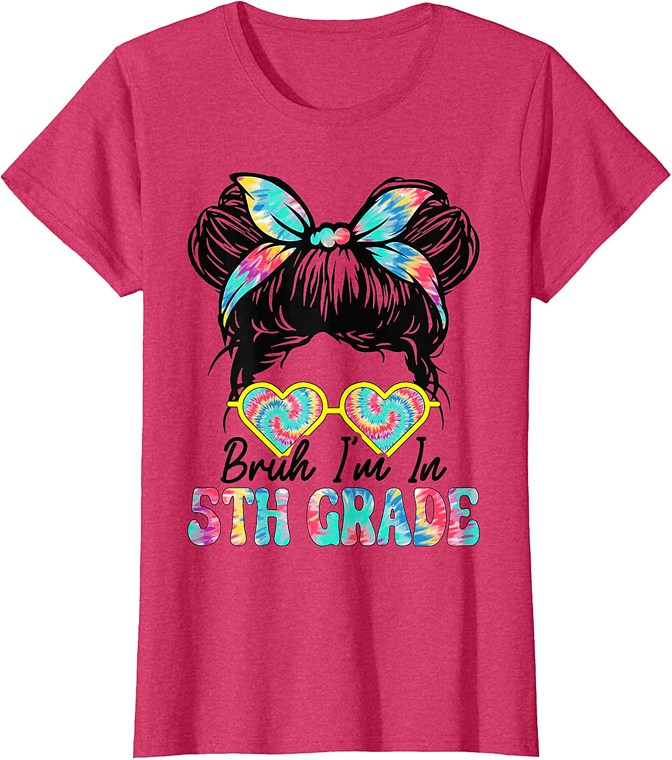  Bruh Im in 5th Grade Messy Bun T-Shirt Girls Back to School