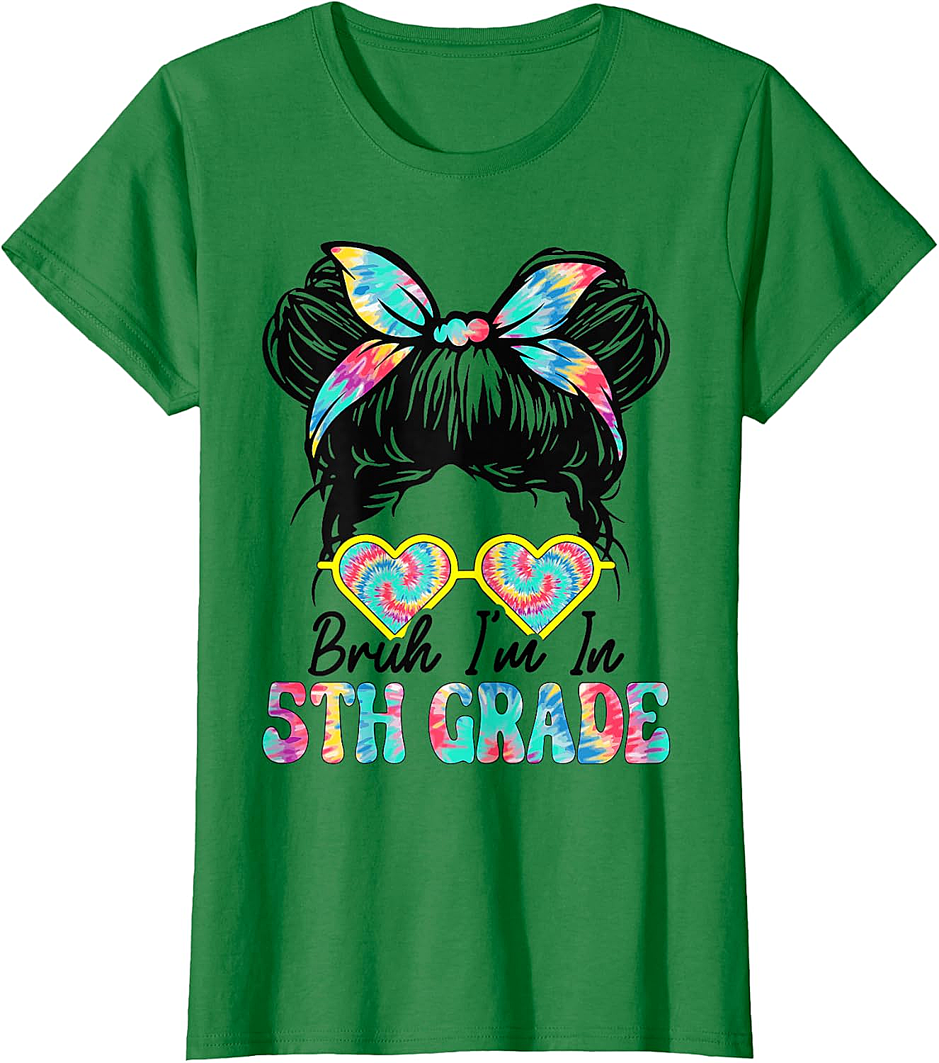  Bruh Im in 5th Grade Messy Bun T-Shirt Girls Back to School