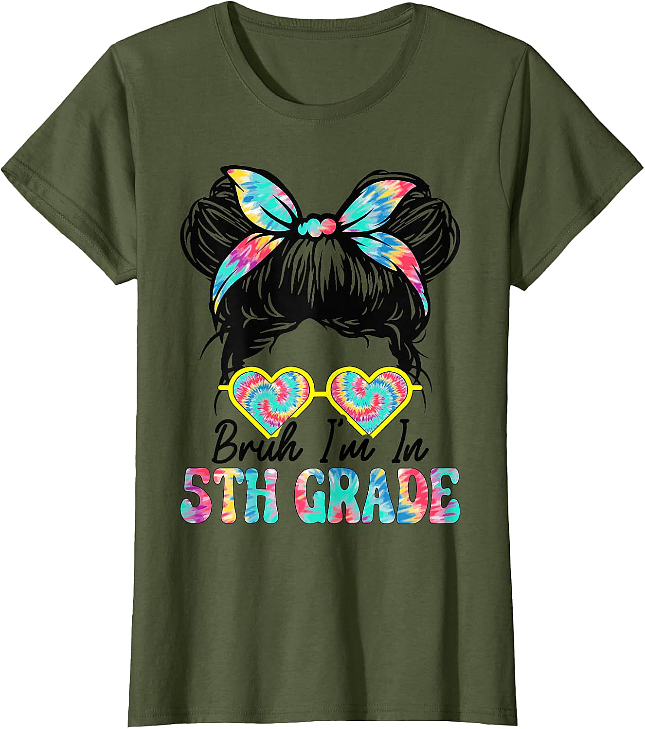  Bruh Im in 5th Grade Messy Bun T-Shirt Girls Back to School