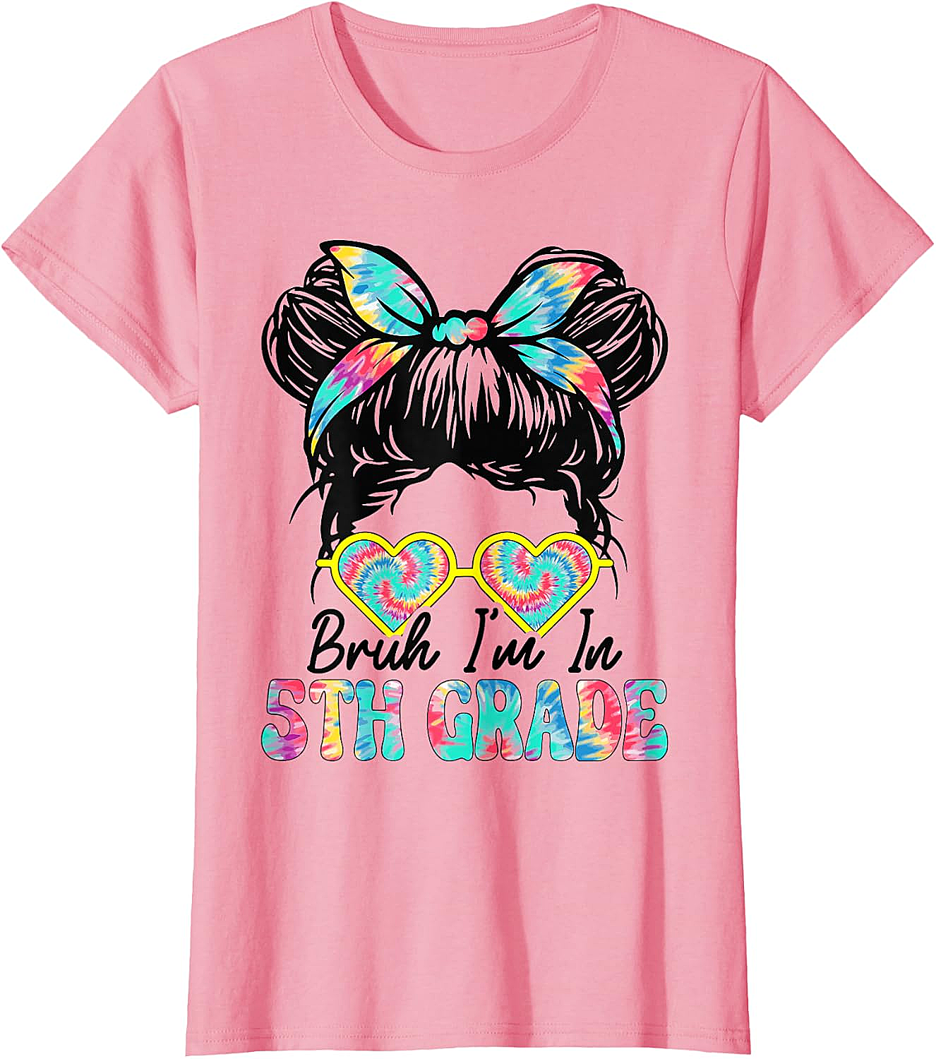  Bruh Im in 5th Grade Messy Bun T-Shirt Girls Back to School