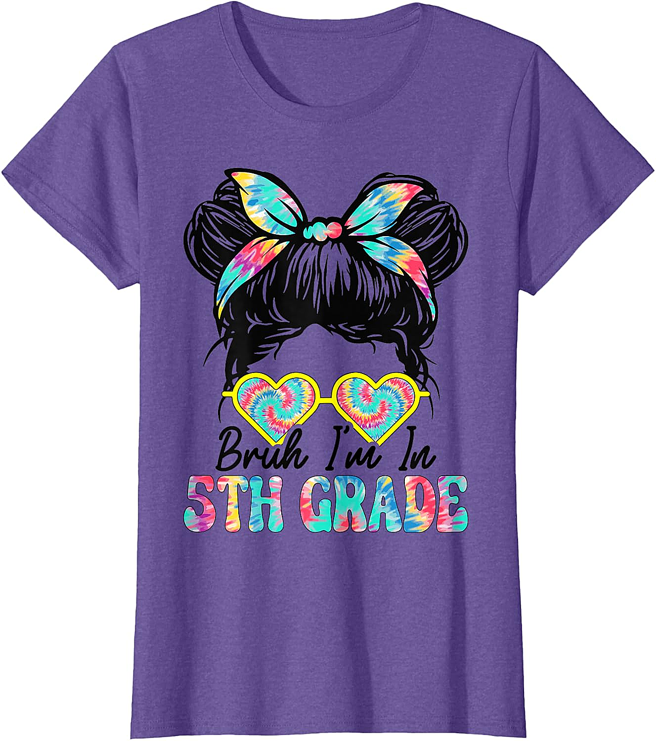  Bruh Im in 5th Grade Messy Bun T-Shirt Girls Back to School