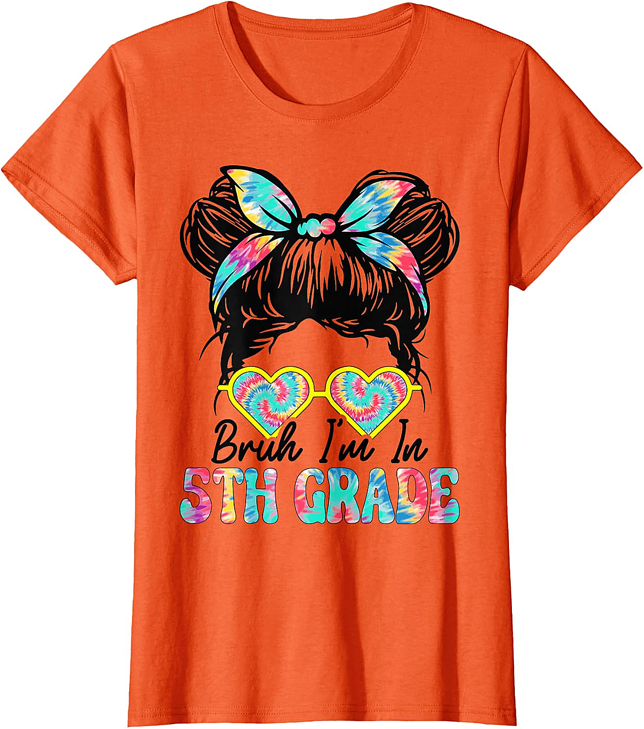  Bruh Im in 5th Grade Messy Bun T-Shirt Girls Back to School