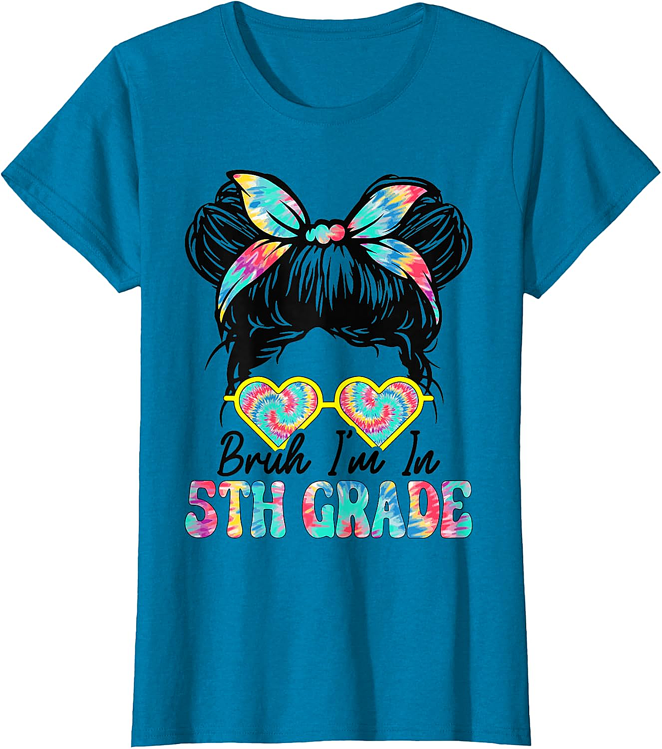  Bruh Im in 5th Grade Messy Bun T-Shirt Girls Back to School