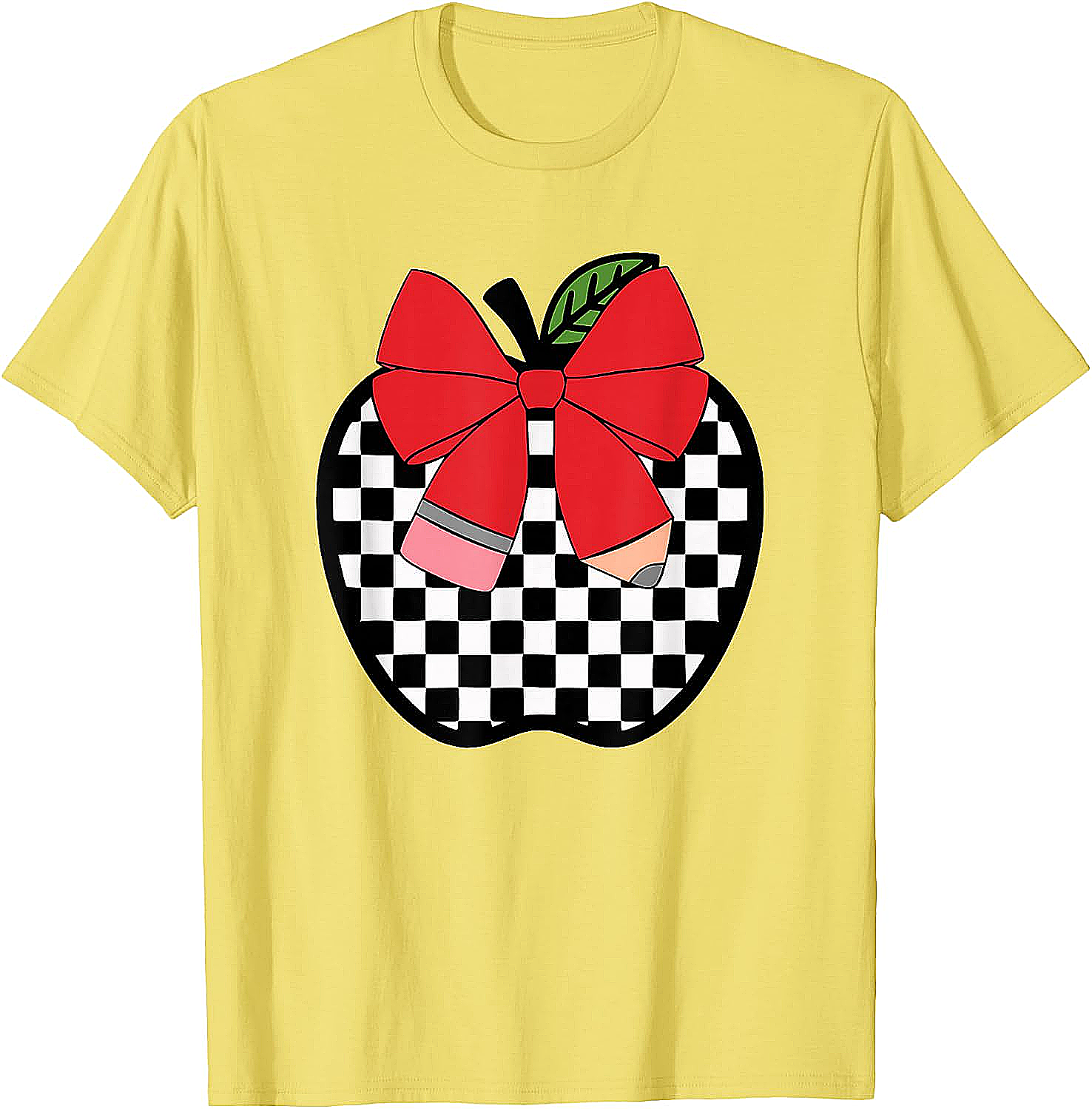 Retro Back to School Teacher Checkered Apple T-Shirt