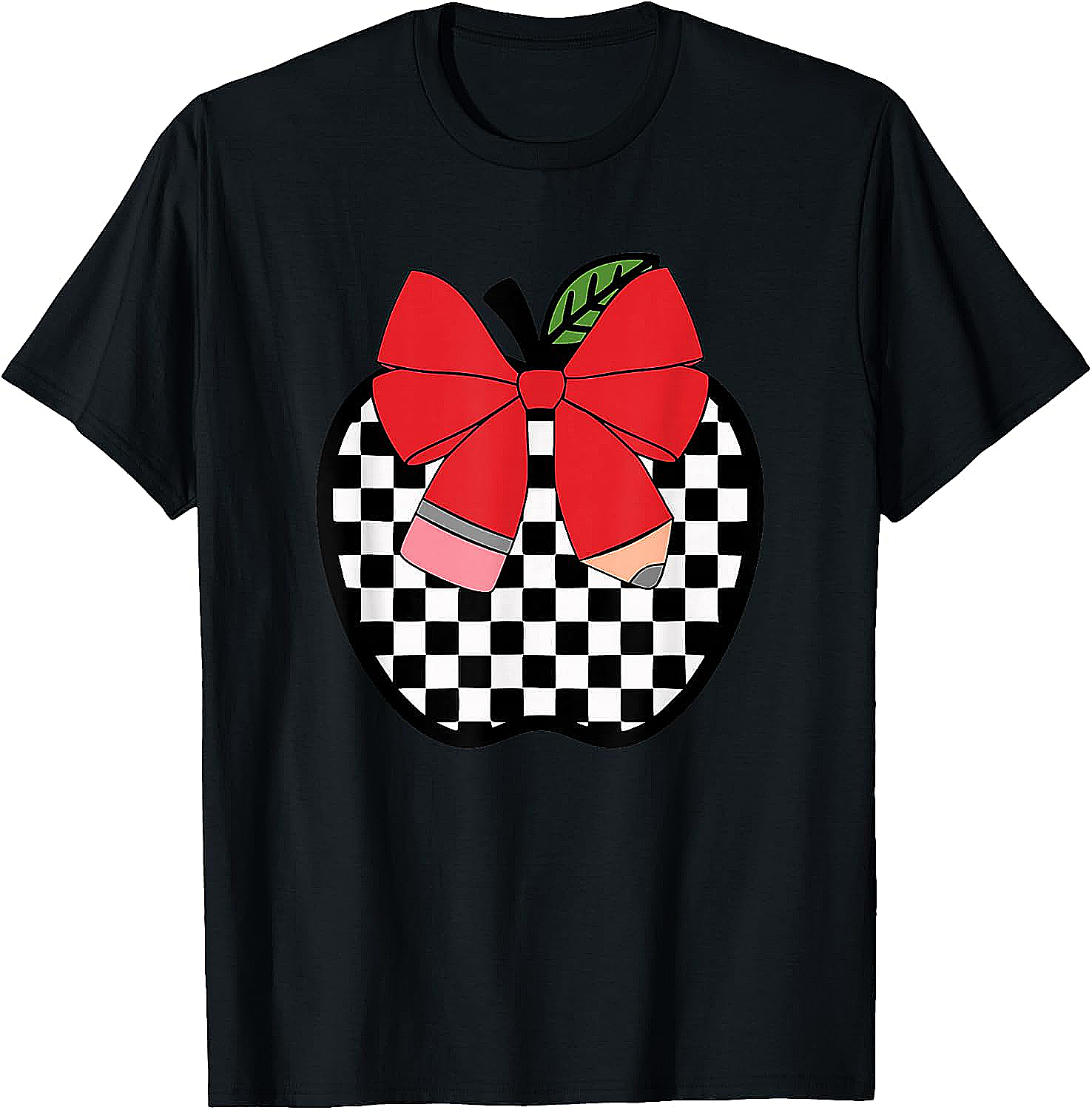 Retro Back to School Teacher Checkered Apple T-Shirt