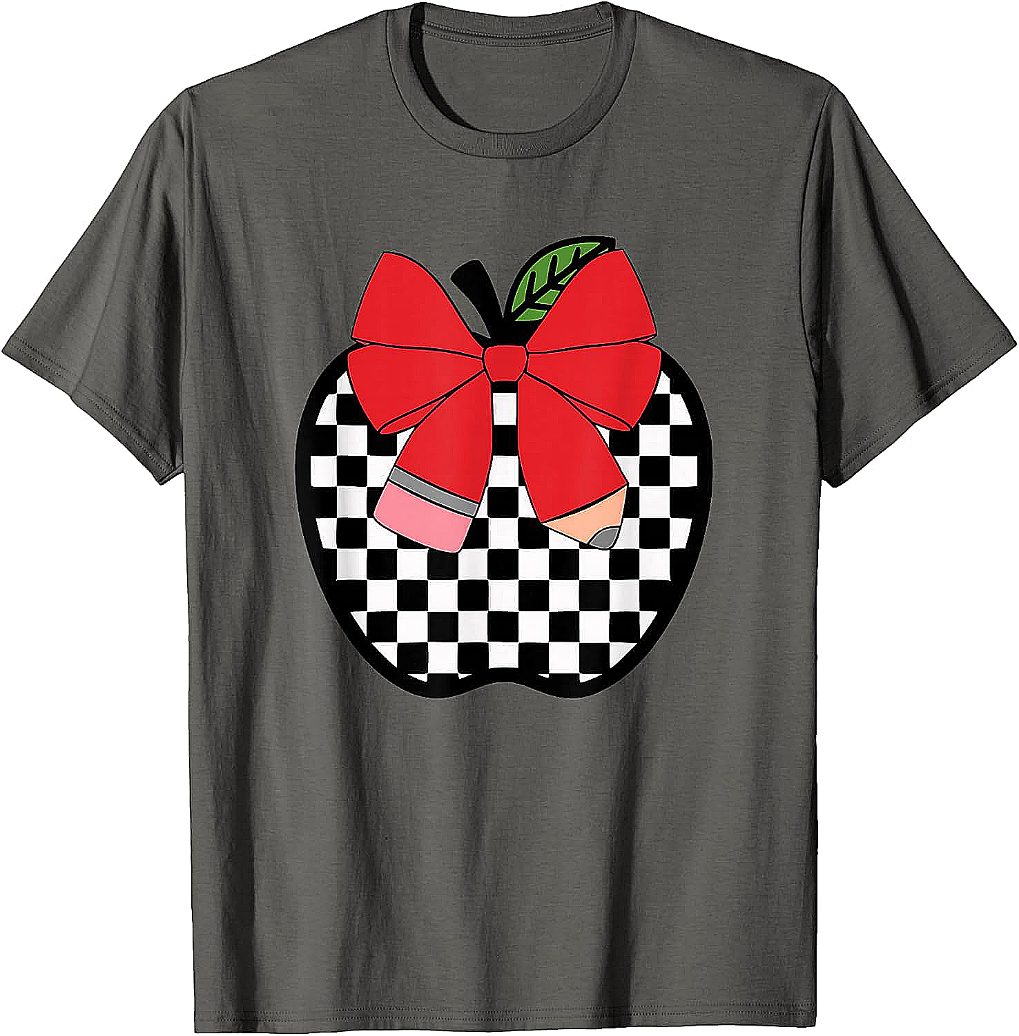 Retro Back to School Teacher Checkered Apple T-Shirt