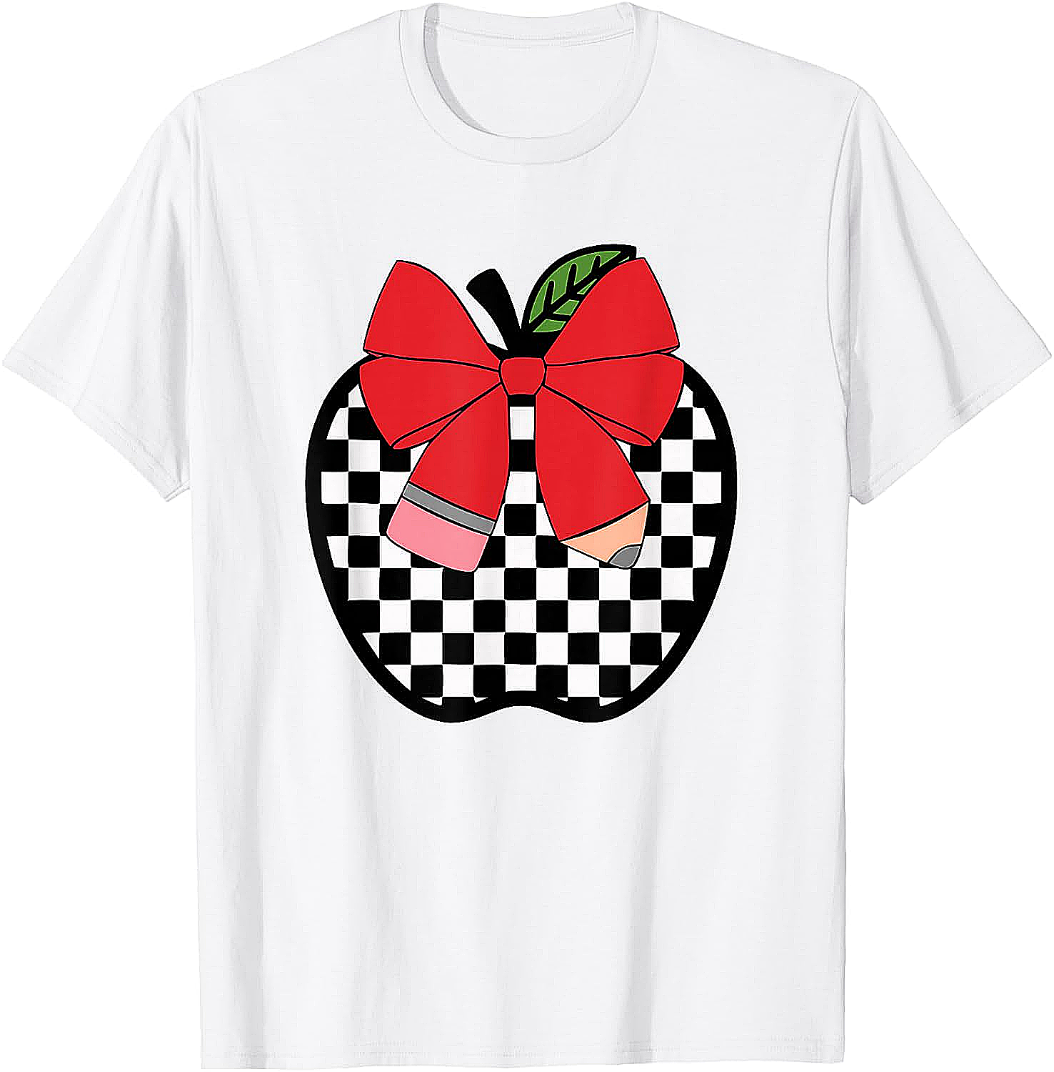 Retro Back to School Teacher Checkered Apple T-Shirt