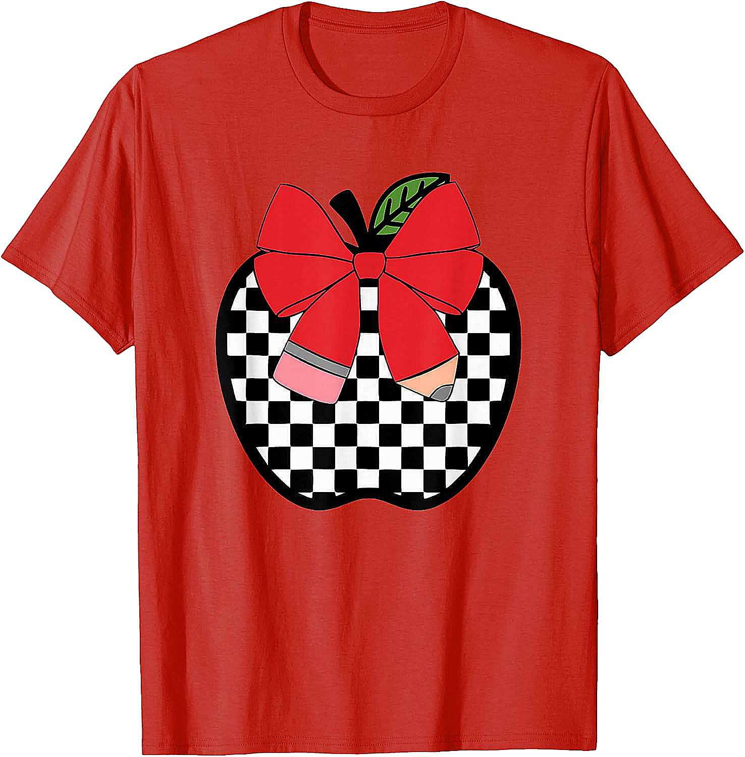 Retro Back to School Teacher Checkered Apple T-Shirt