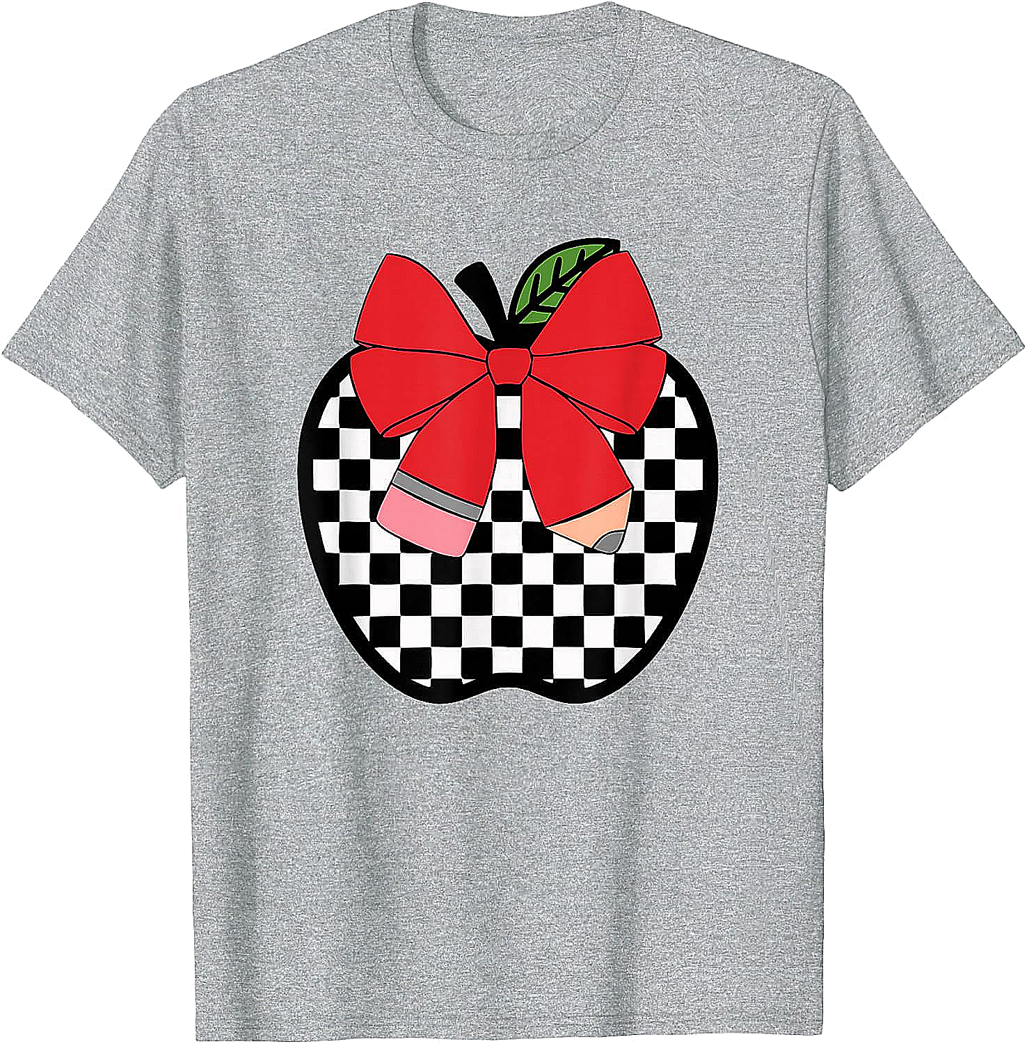 Retro Back to School Teacher Checkered Apple T-Shirt