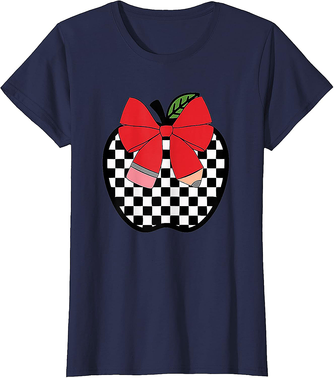 Retro Back to School Teacher Checkered Apple T-Shirt