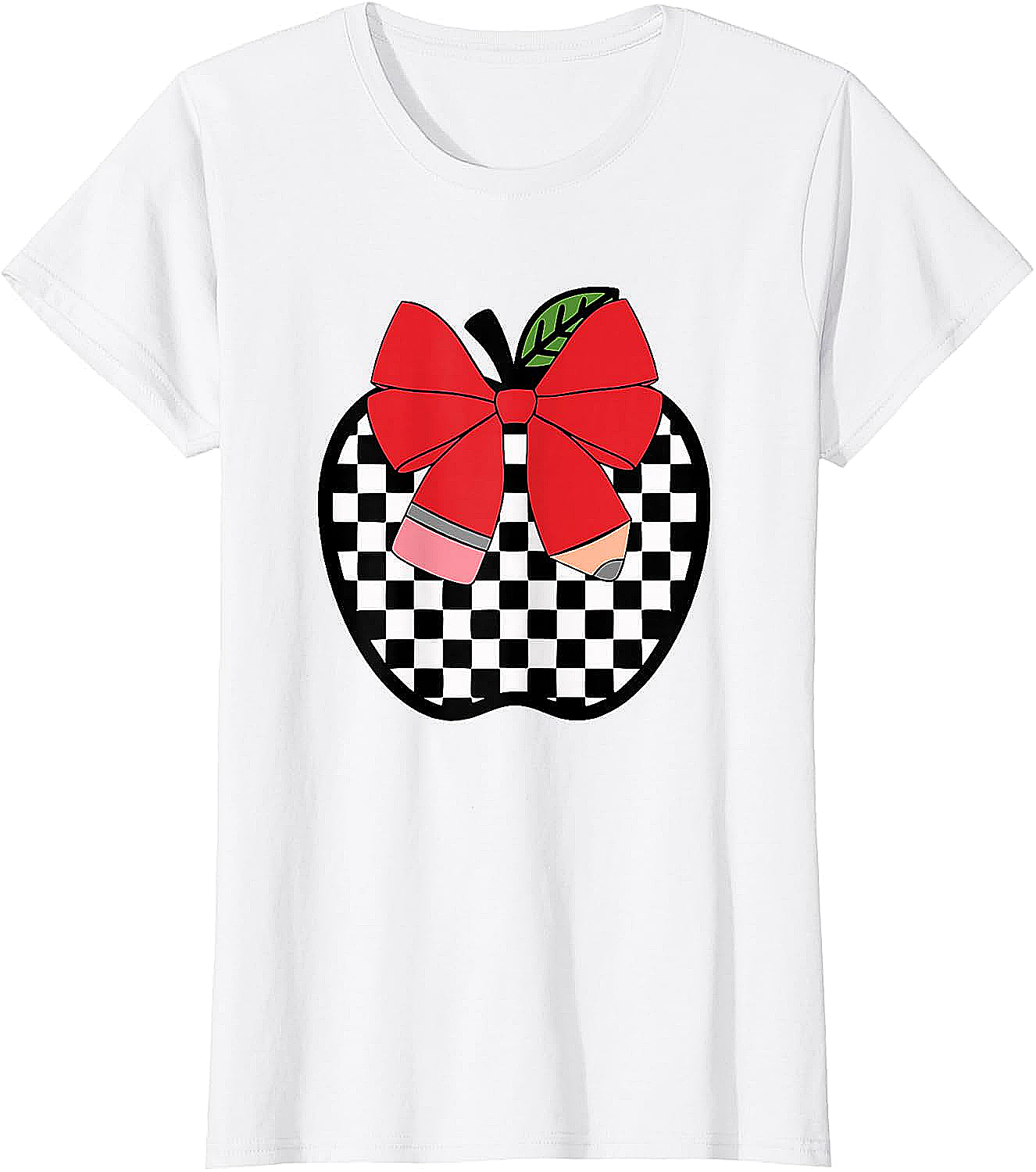 Retro Back to School Teacher Checkered Apple T-Shirt