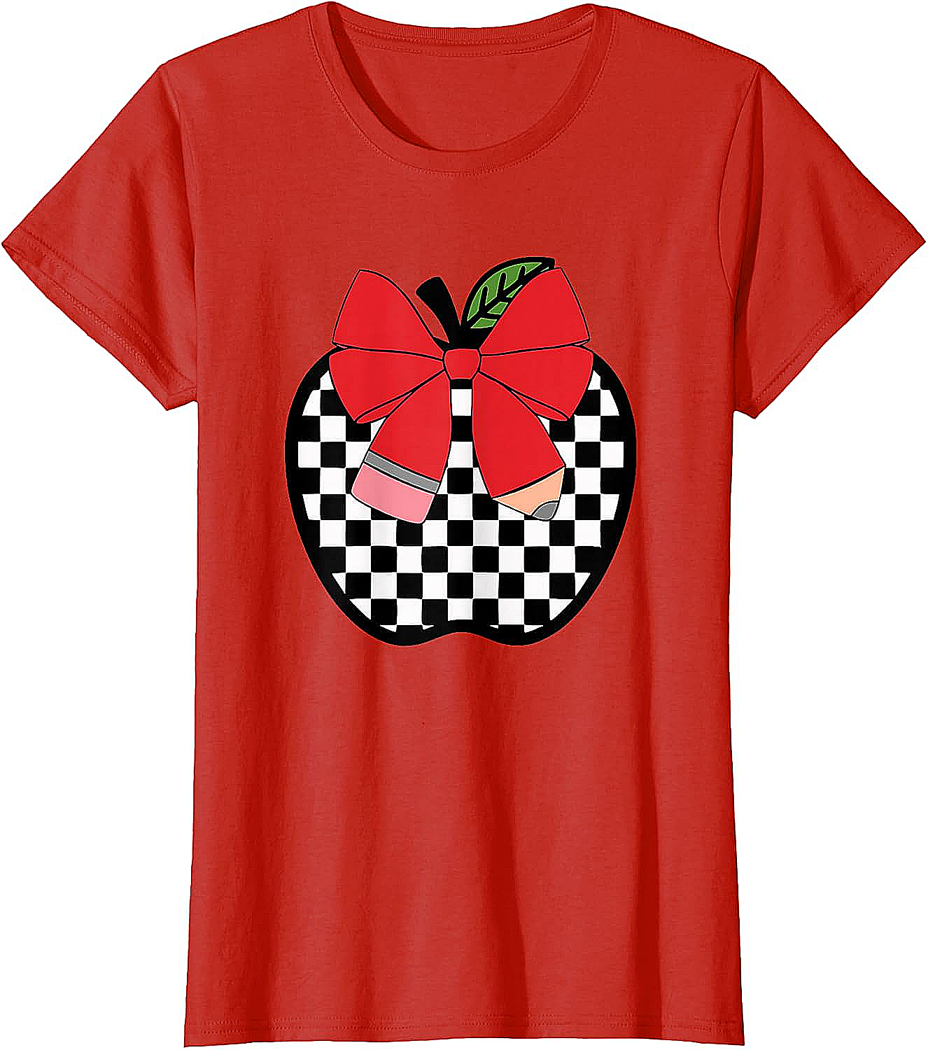 Retro Back to School Teacher Checkered Apple T-Shirt