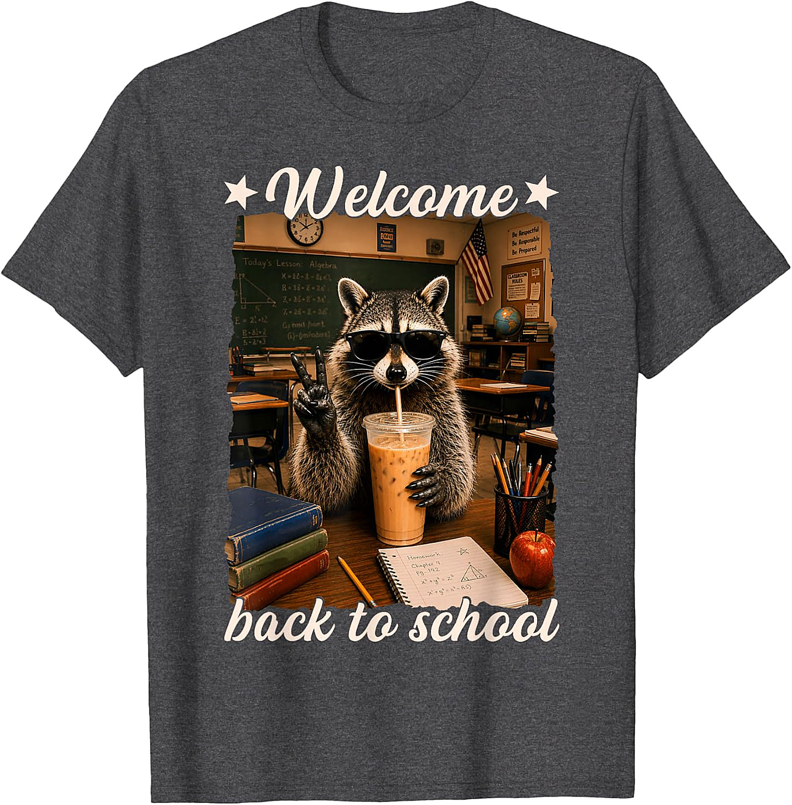 Cool Raccoon Welcome Back to School T-Shirt | Funny Tee