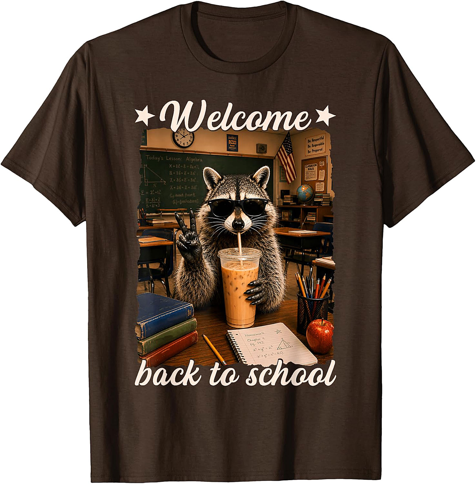 Cool Raccoon Welcome Back to School T-Shirt | Funny Tee