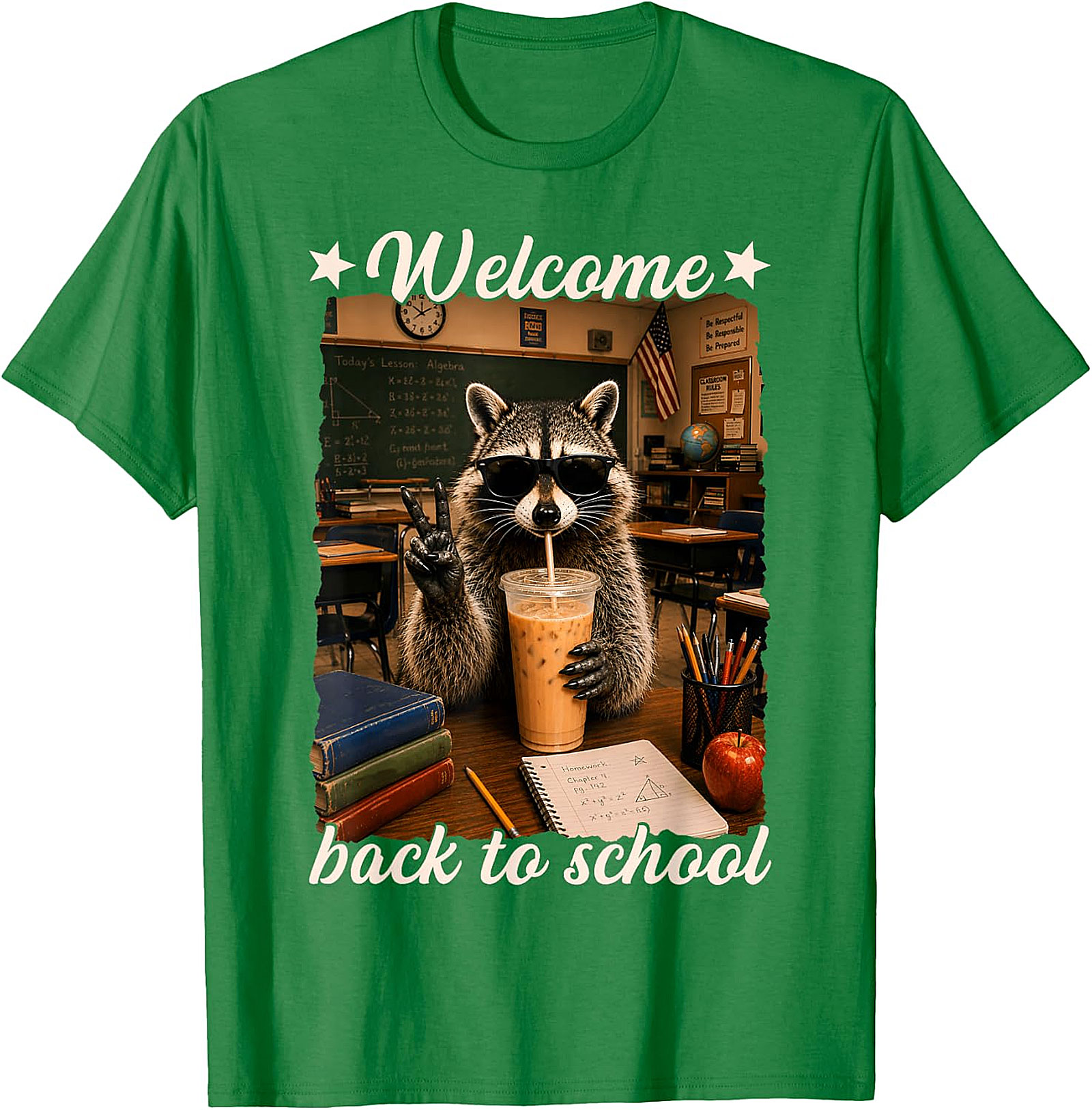 Cool Raccoon Welcome Back to School T-Shirt | Funny Tee