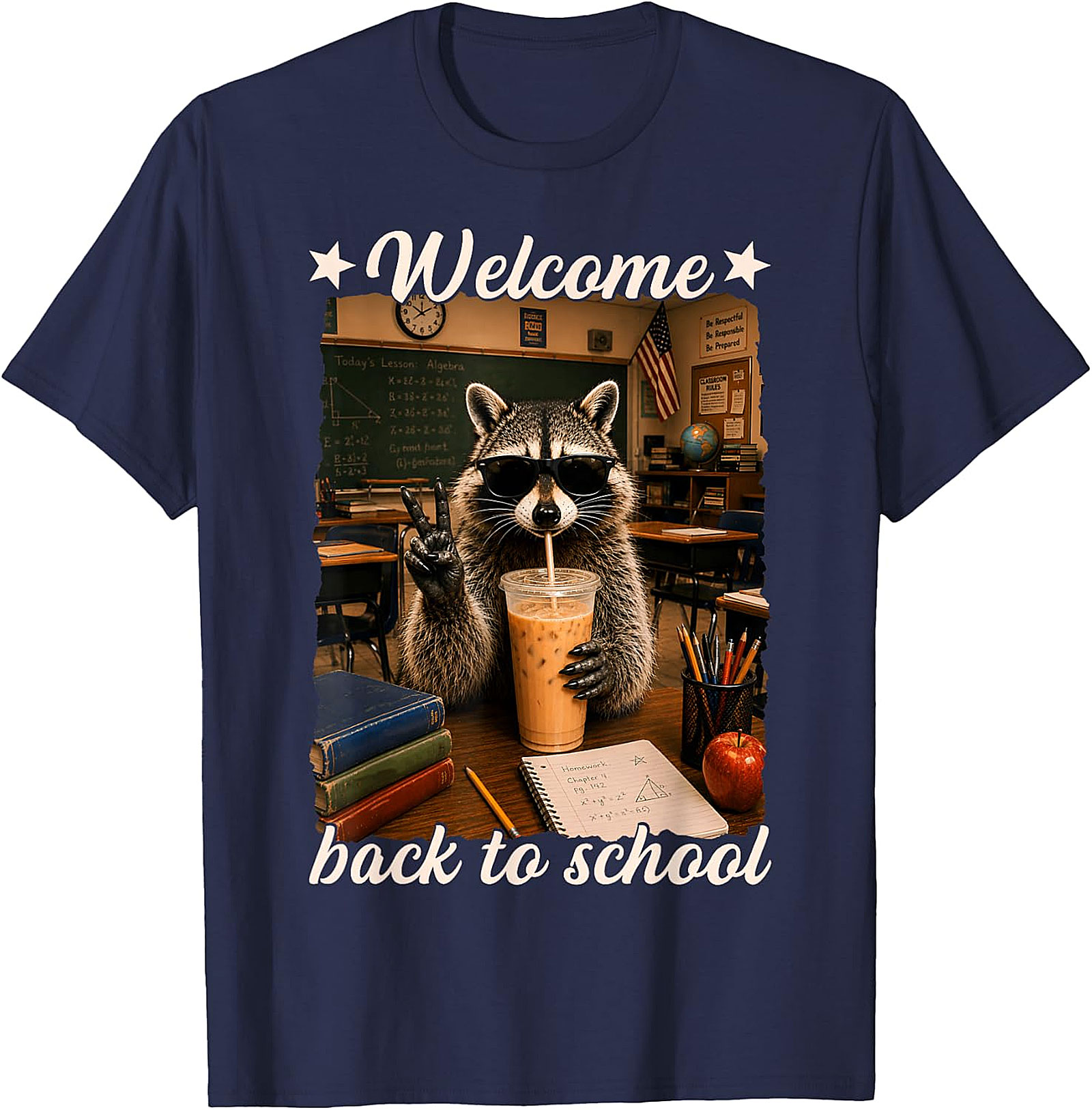 Cool Raccoon Welcome Back to School T-Shirt | Funny Tee