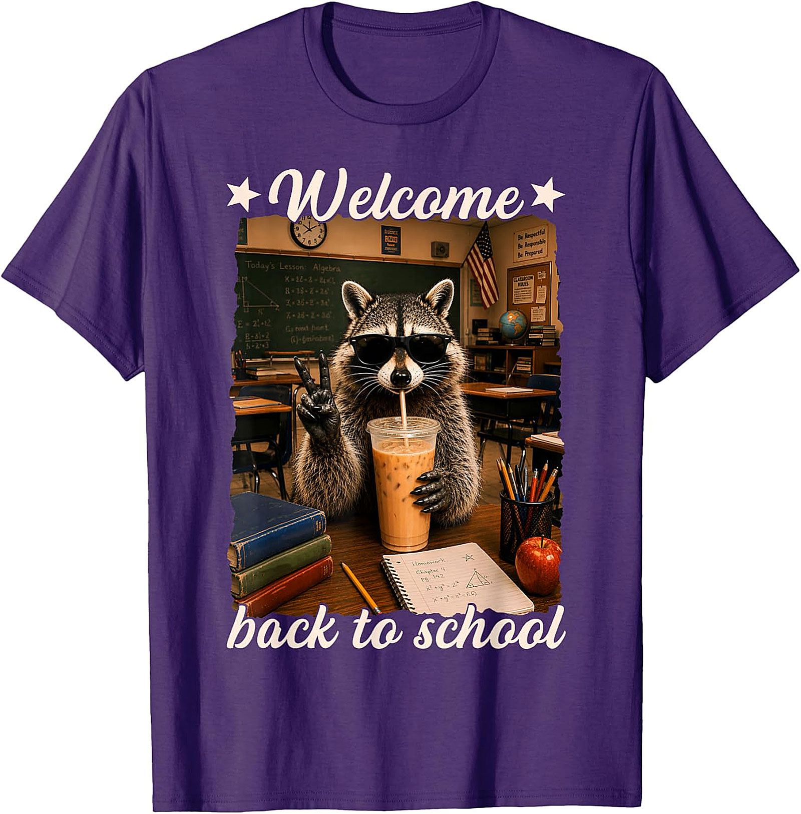 Cool Raccoon Welcome Back to School T-Shirt | Funny Tee