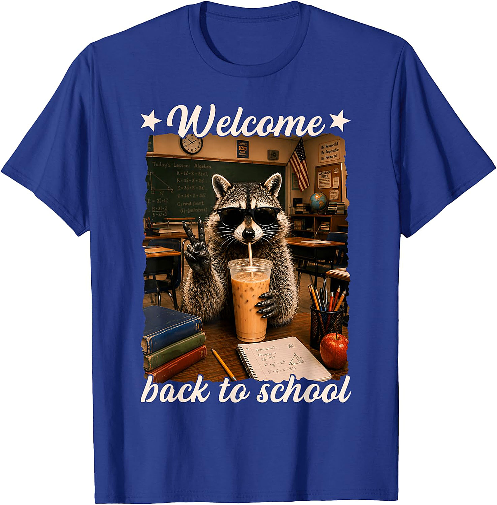 Cool Raccoon Welcome Back to School T-Shirt | Funny Tee