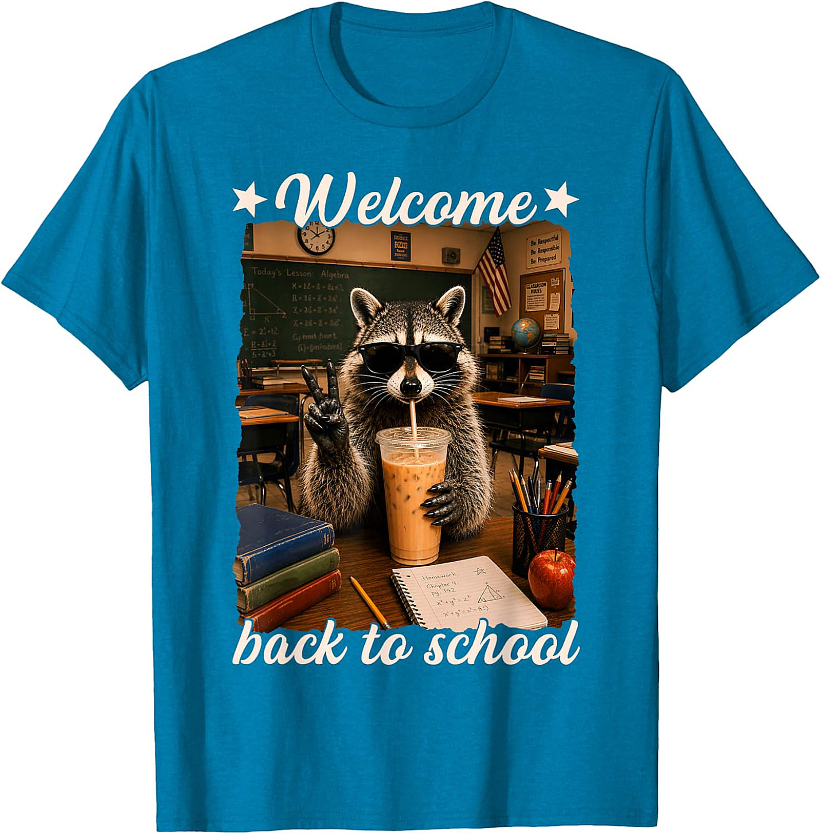 Cool Raccoon Welcome Back to School T-Shirt | Funny Tee