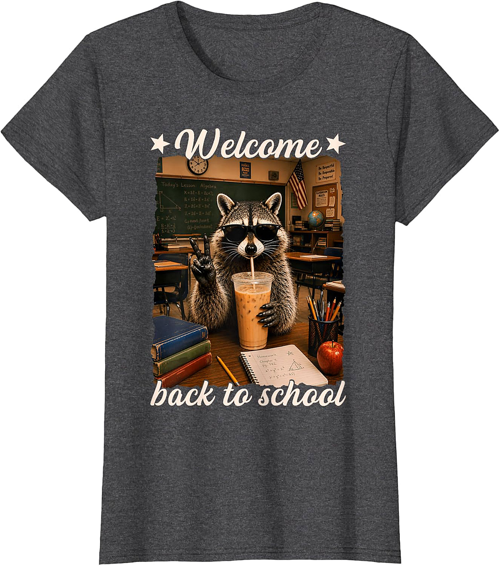 Cool Raccoon Welcome Back to School T-Shirt | Funny Tee