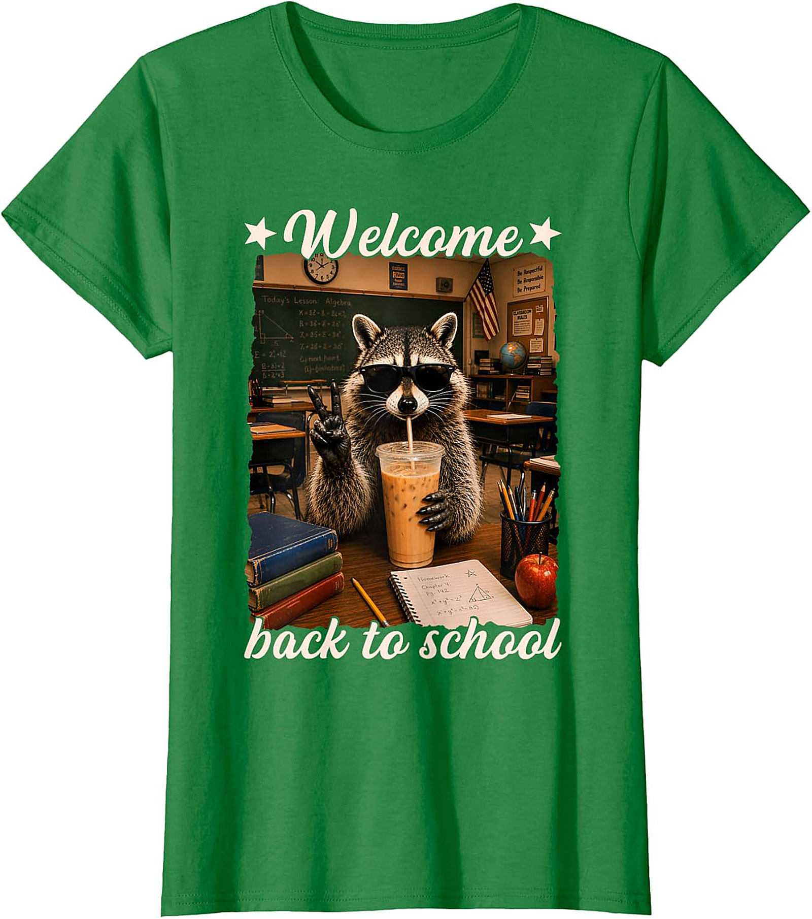 Cool Raccoon Welcome Back to School T-Shirt | Funny Tee
