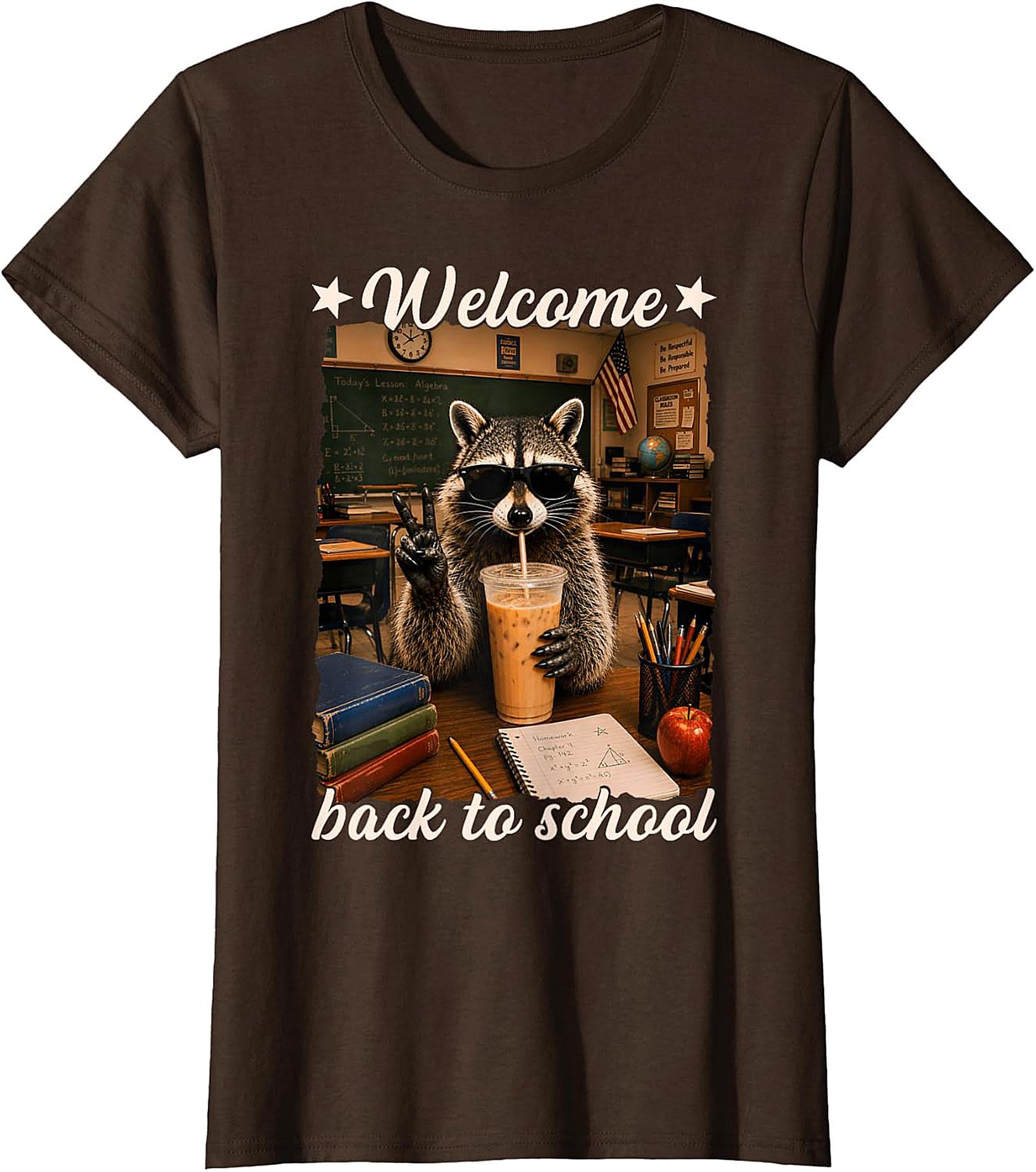 Cool Raccoon Welcome Back to School T-Shirt | Funny Tee