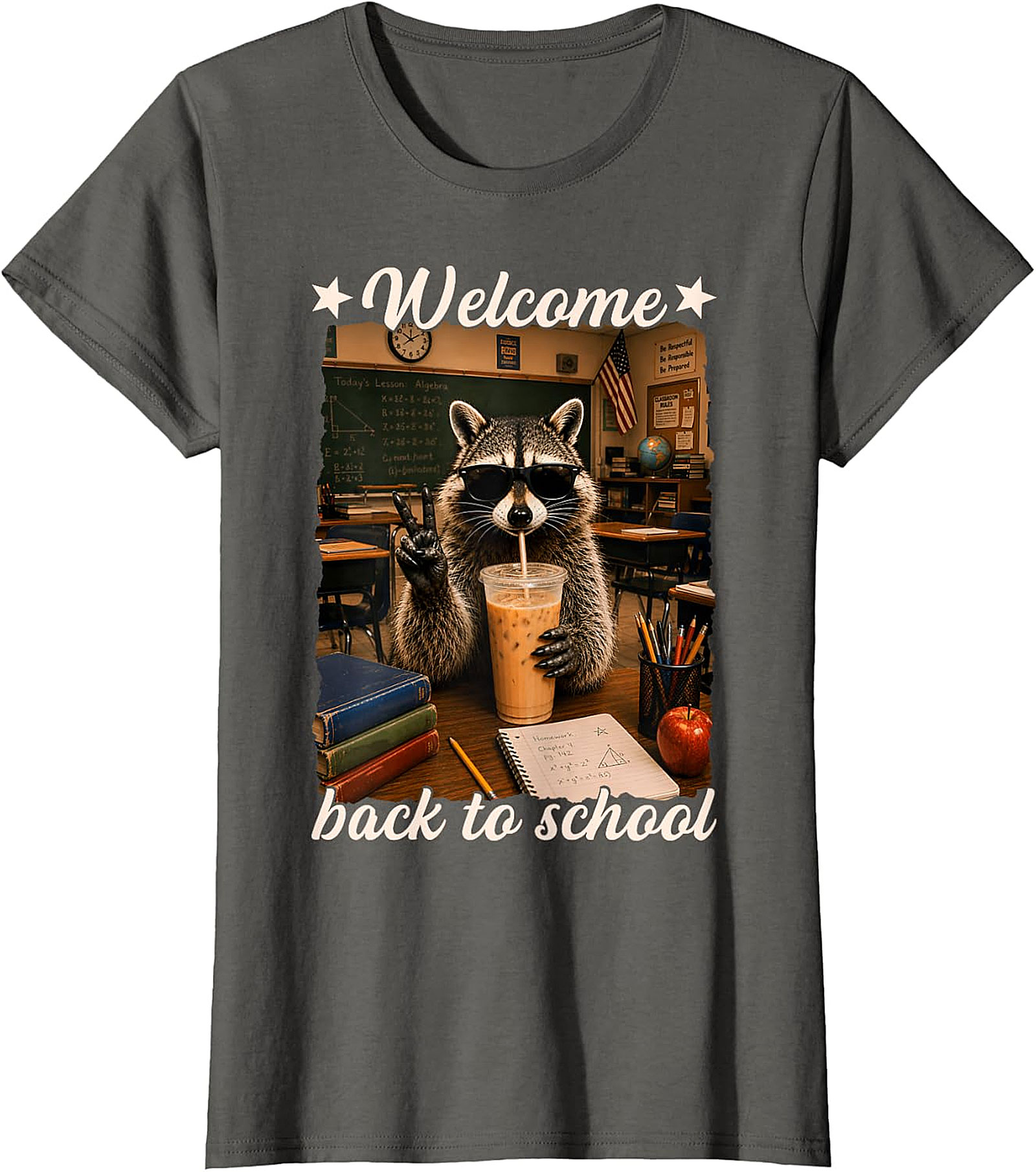 Cool Raccoon Welcome Back to School T-Shirt | Funny Tee