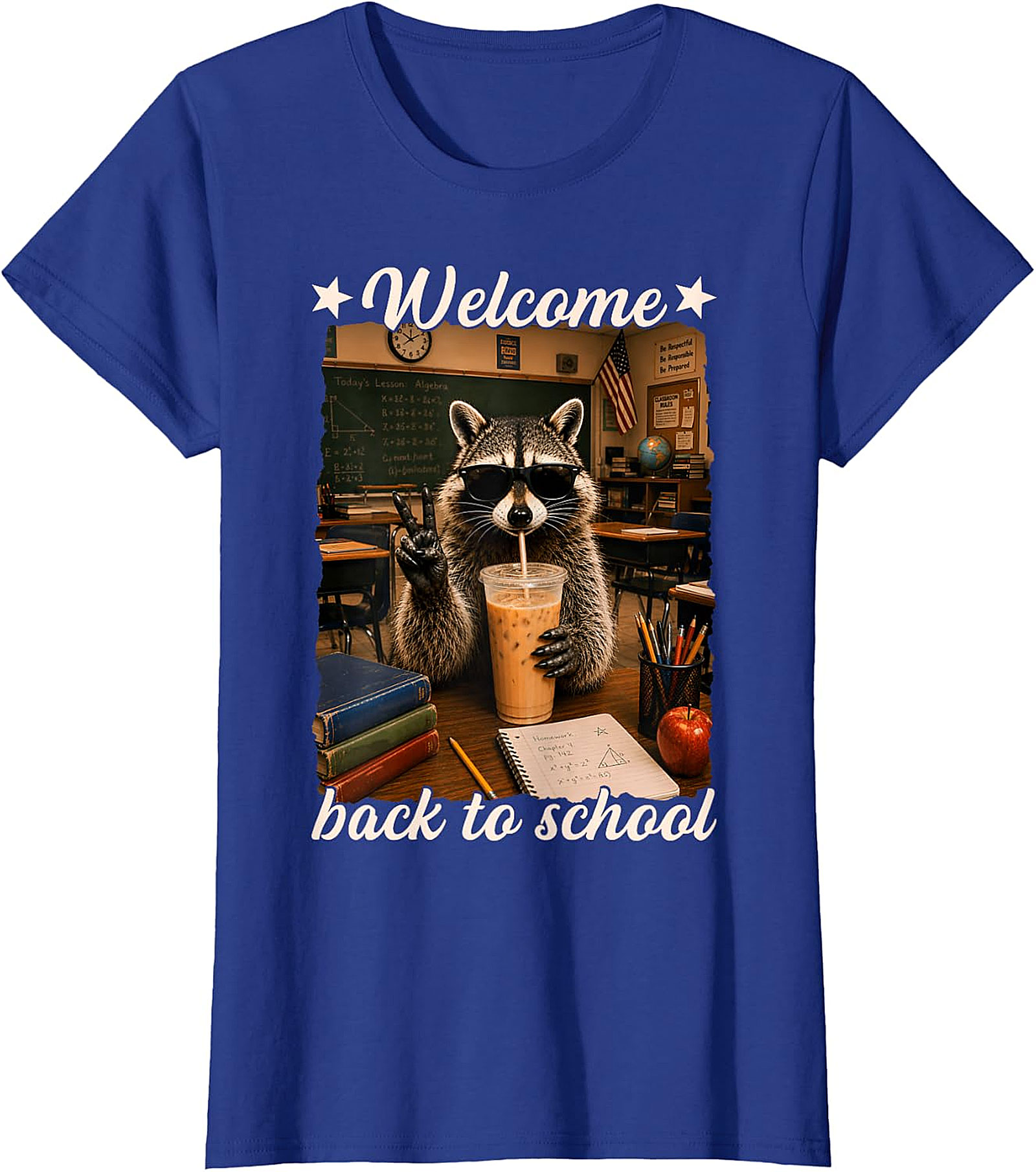 Cool Raccoon Welcome Back to School T-Shirt | Funny Tee